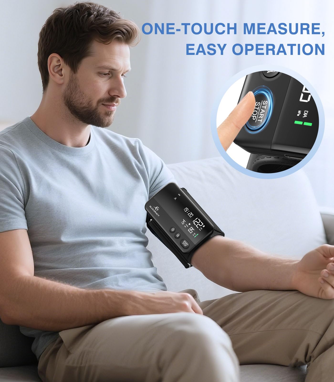 Upper Arm Blood Pressure Monitor, Rechargeable Blood Pressure Machine, Blood Pressure Monitors for Home Use, Portable One-Piece Design, Adjustable Wide Range Arm 10.6"-16.5", Large Display
