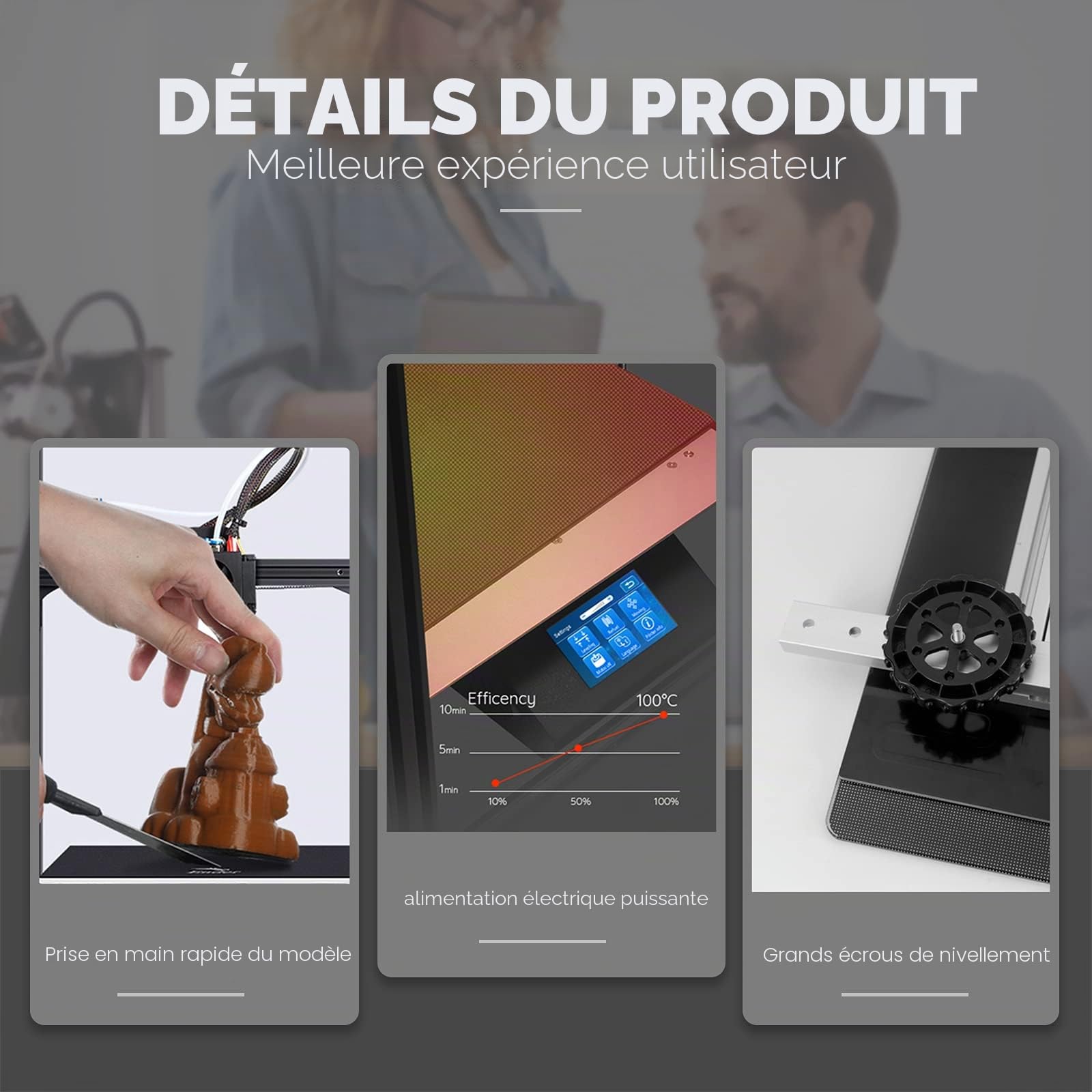 Imprimante 3D Creality Ender 5 Plus, BL Touch, capteur d'extrémité de Filament, Impression Haute précision et Stable, Fonction d'impression de Reprise, Nouvelle Plate-Forme, Taille d'impression Ultra