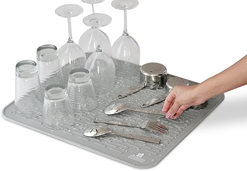 Miniatura 4 de Tapete escurridor de trastes de silicona de 21 x 18 -Tapete secador de trastes de tamaño extra grande, Tapete para cubierta de cocina, tapete para