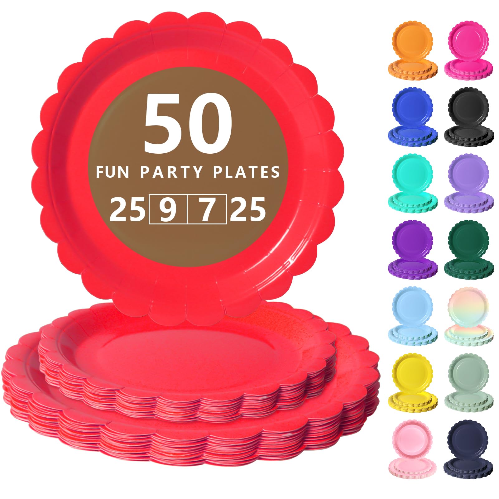Nkaiso 50 Pcs Red Disposable Party Paper Plates Set