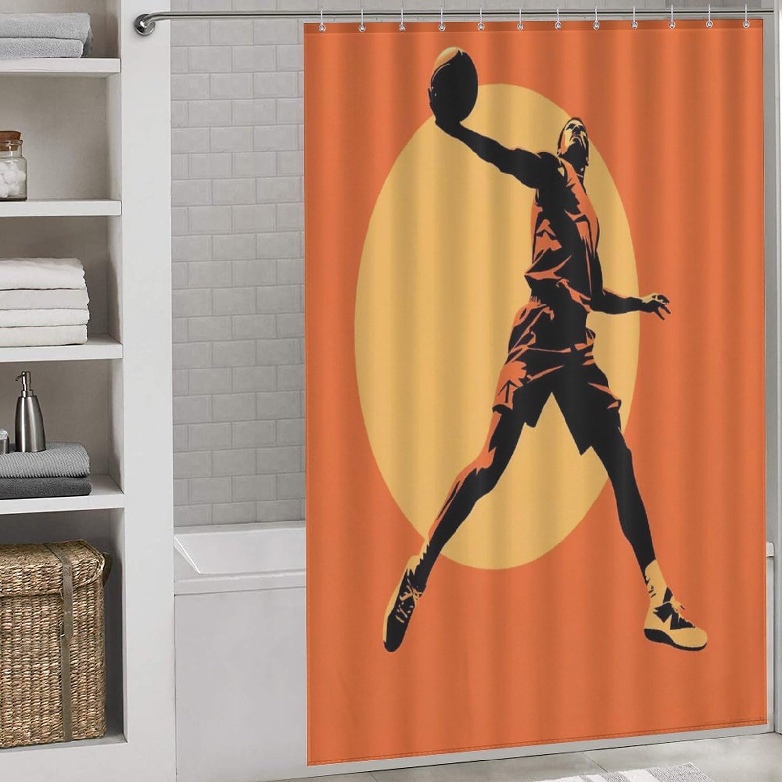 Rideau de douche basket-ball lavable en tissu anti-éclaboussures