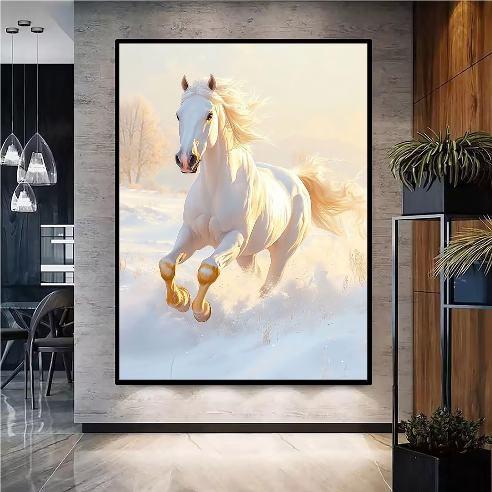Diamond Painting Kit Completo, Diamond Painting Cavallo, 5D Quadrato Pittura Diamante Kit Manualidades Adultos DIY Diamantini Crystal Art Disegni Ricamo Punto Croce Artigianale, 60x90cm Animale j0-756