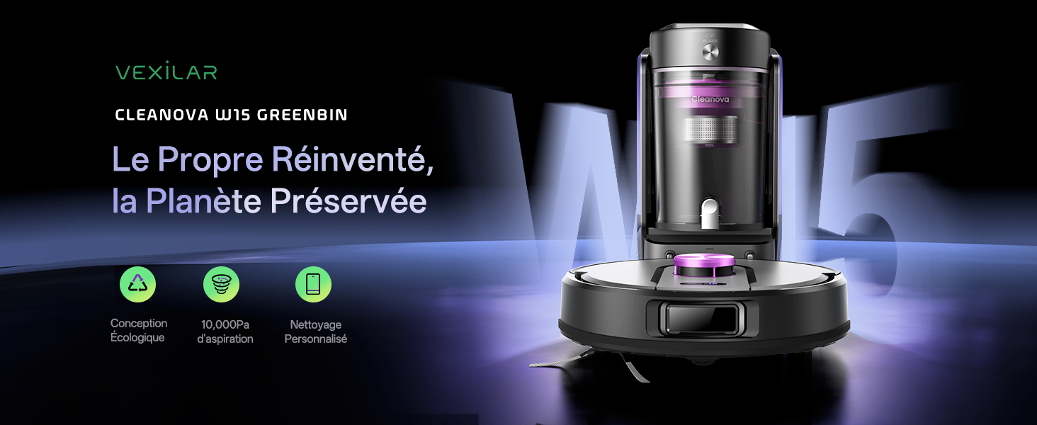 Robot Aspirateur Laveur Vexilar W15 – 9000 Pa, Station Auto-vidage Sans Sac 4 L – LiDAR, Cartographie 5 étages, 180 Min, Compatible Alexa – Idéal Poils D’animaux
