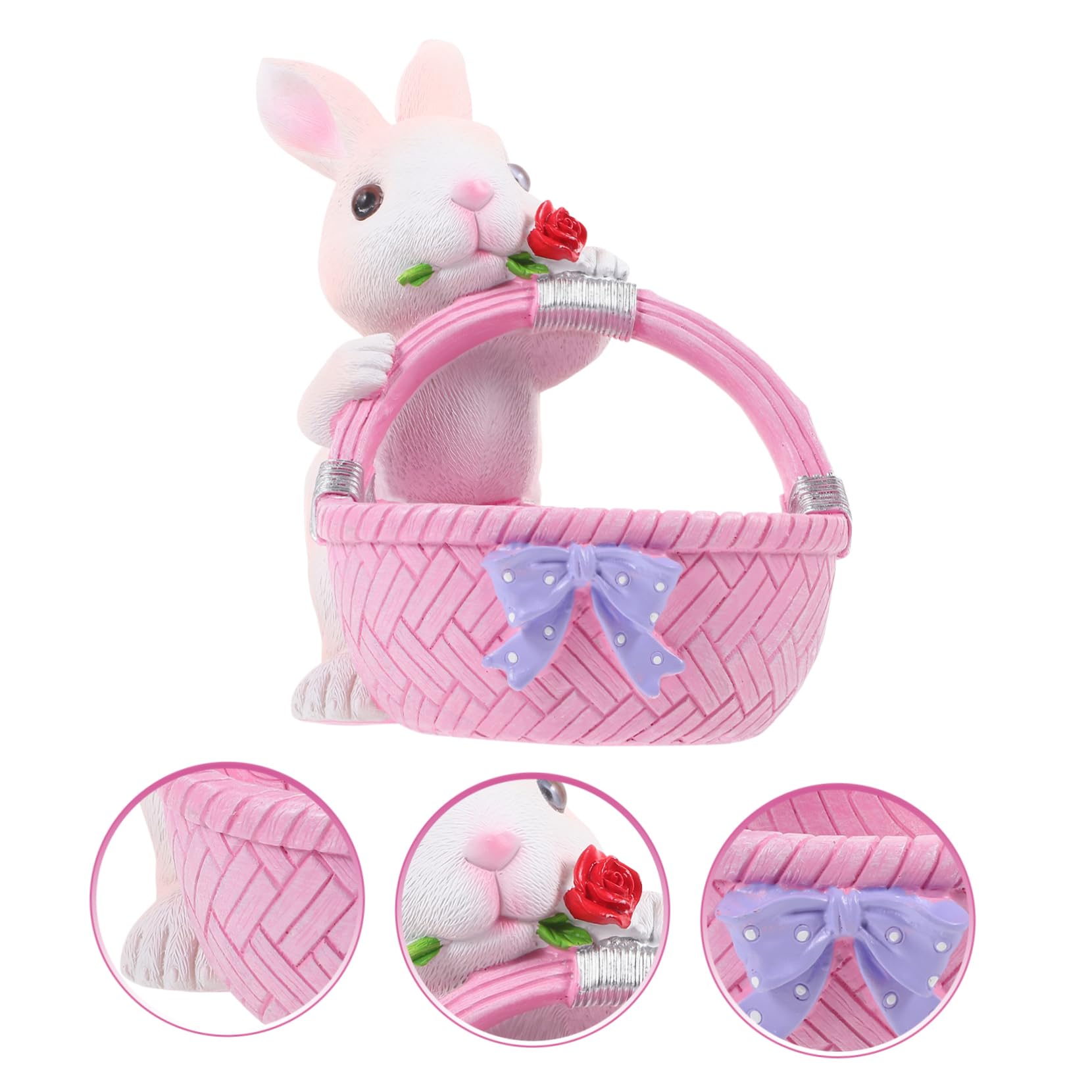 Amosfun Decorazione Coniglietto Pasquale in Resina a Forma di Cestino, Soluzione Salvaspazio e Ornamento Casa Adorabile per Festa di Pasqua