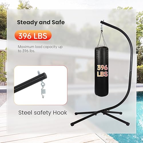 Miniatura 2 de Soporte en C para silla colgante, para interiores y exteriores, de acero sólido y resistente, listo para usar en tu porche, capacidad de 330 libras,