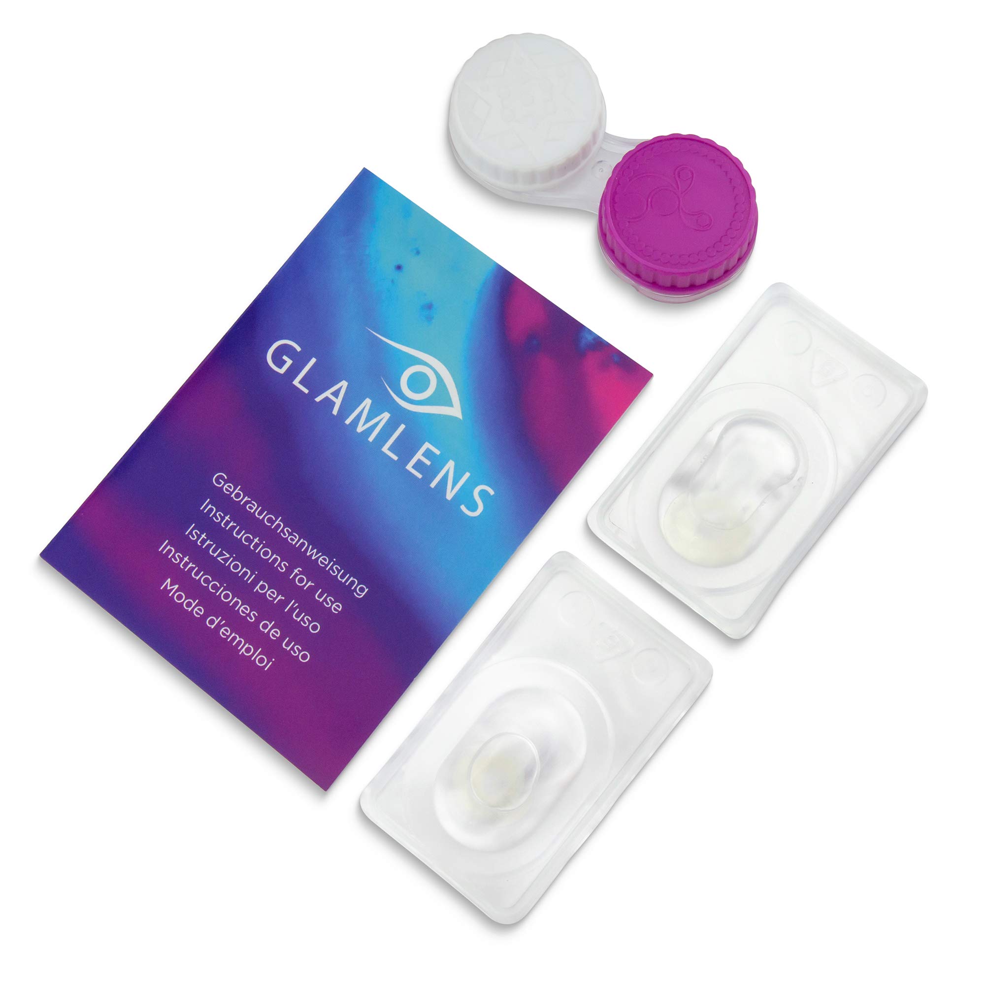 GLAMLENS lentillas de color -gris Grey + contenedor. 1 par (2 piezas) - 90 Días - Sin Graduación - 0.00 dioptrías - blandos - Lentes de contacto grises de hidrogel de silicona
