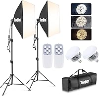 Torjim 27x27 Softbox Photography Lighting Kit: 2-Pack 85W 7500K LED Bulbs, Adjustable Tripods for Studio Portrait Video