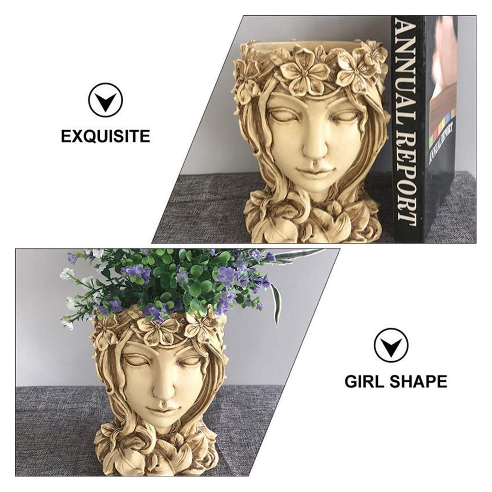 Pentole da Fiori al Coperto e all'aperto 1pc Girl Planter Chic Fine Safety Container Mediay Planter Flower Pot Flower Pot Flower Pot Macetas Garden Accessori (Color : Grey)