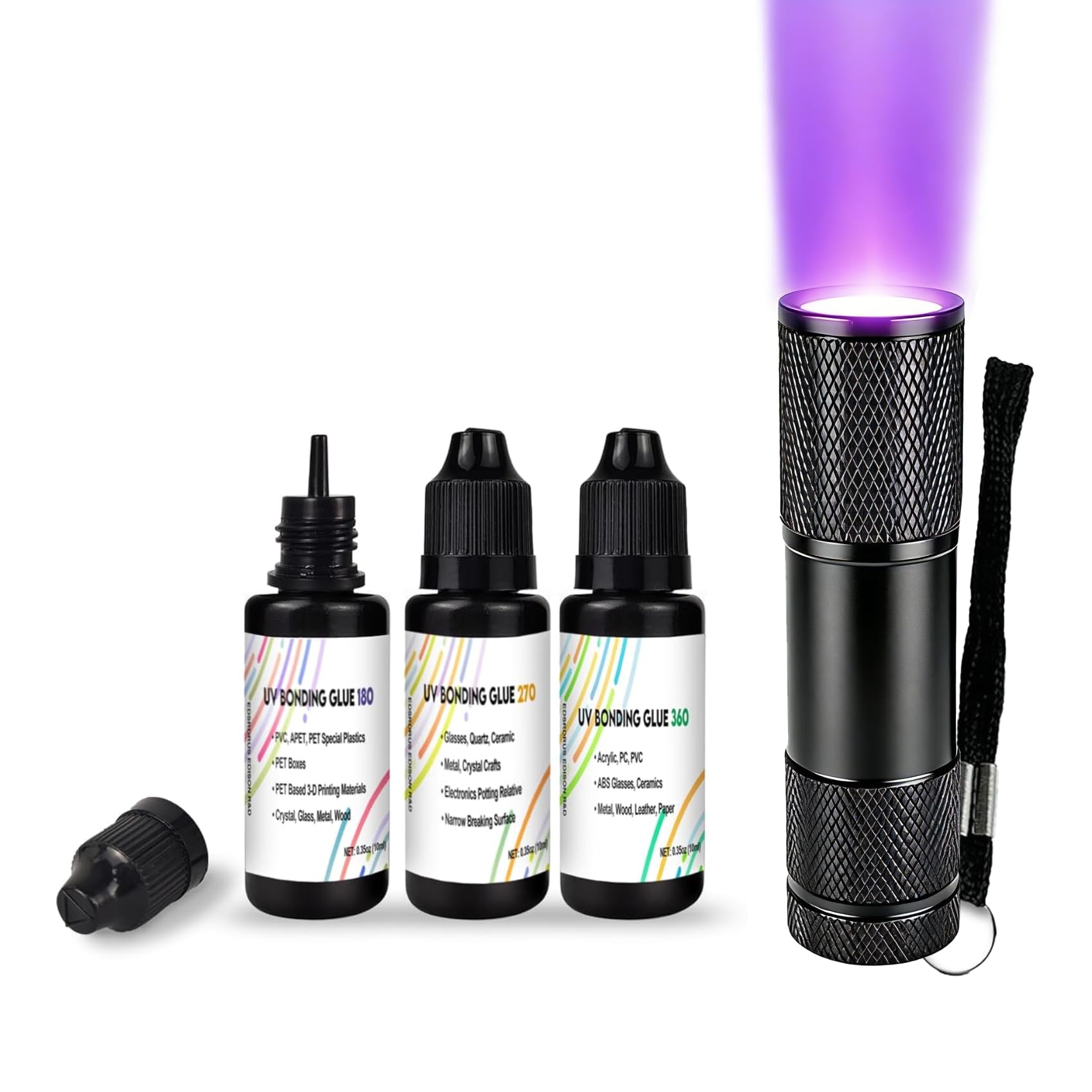 EDSRDXS Fly Tying UV Glue UV Bonding & Welding Combo Kit, Three Best Bonding Function with 3W UV Light, Versatile for Fishing Repairs Crafting 3 Pack Each 0.35oz (3pack)