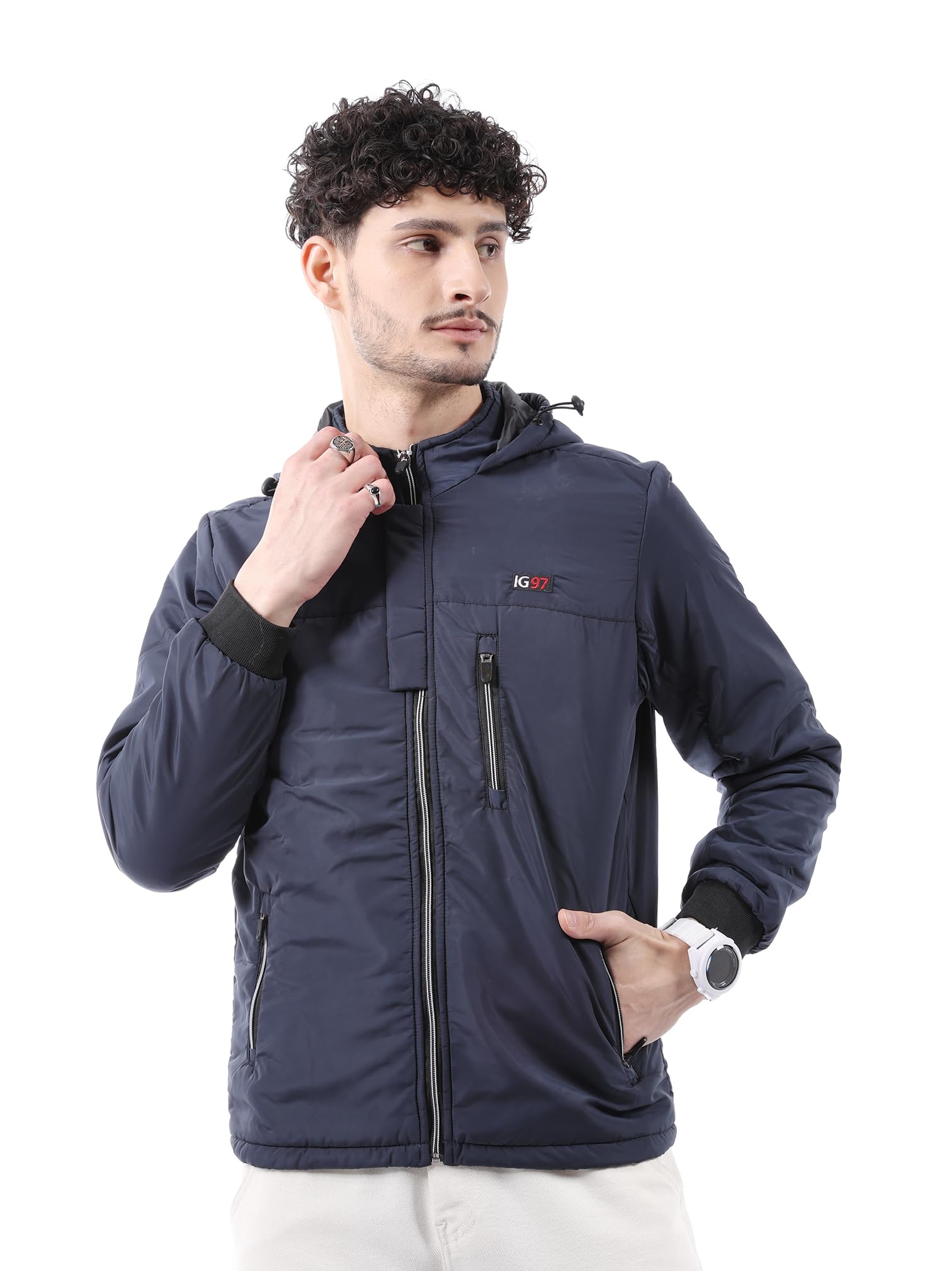 the indian garage co Men Slim Fit Solid Bomber Jackets-picture-42
