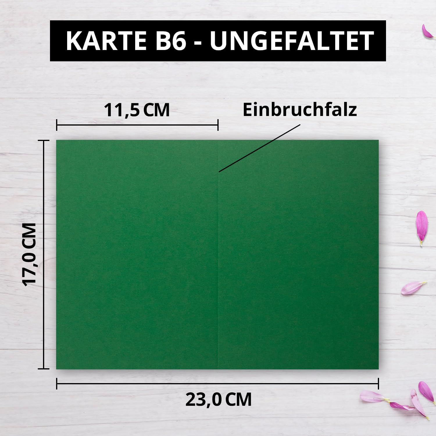 100x tarjetas plegadas DIN B6 - en color verde oscuro - 115 x 170 mm - 11,5 x 17 cm - tarjetas dobles con sobres y papel para insertar - FarbenFroh by GUSTAV NEUSER