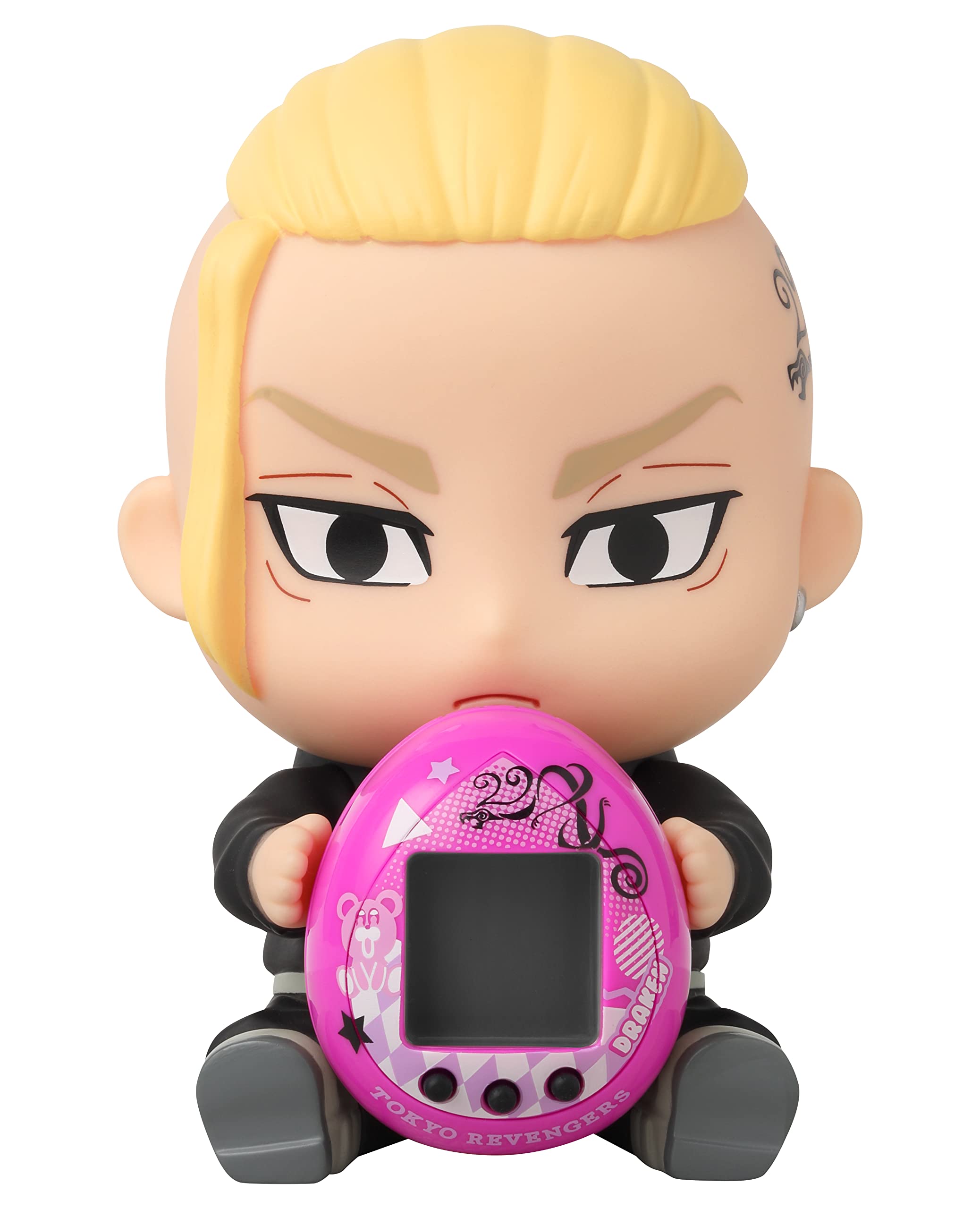 BANDAI - TAMAGOTCHI Tokyo Revengers Draken Version With Hugmy Figure | 4cm Virtual Pet Based On Tokyo Revengers Manga And Anime With Collectable Draken Hugmy Anime Merch | 90s Kids Toys