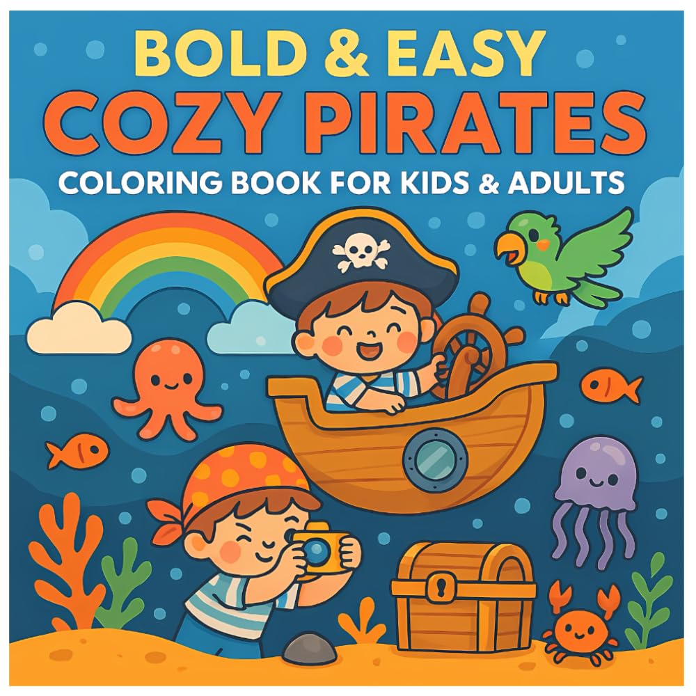 Bold & Easy - Cozy Pirates - Coloring Book for Kids & Adults