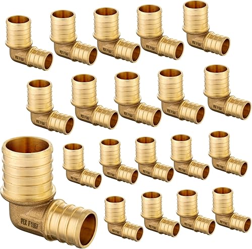 Miniatura 10 de GUOFIS Paquete de 10 accesorios PEX, Pex 34 x Pex 12 pulgadas, codo de latón reductor, PEX F1807 engarzado 90 grados para tuberías PEX, fontanería
