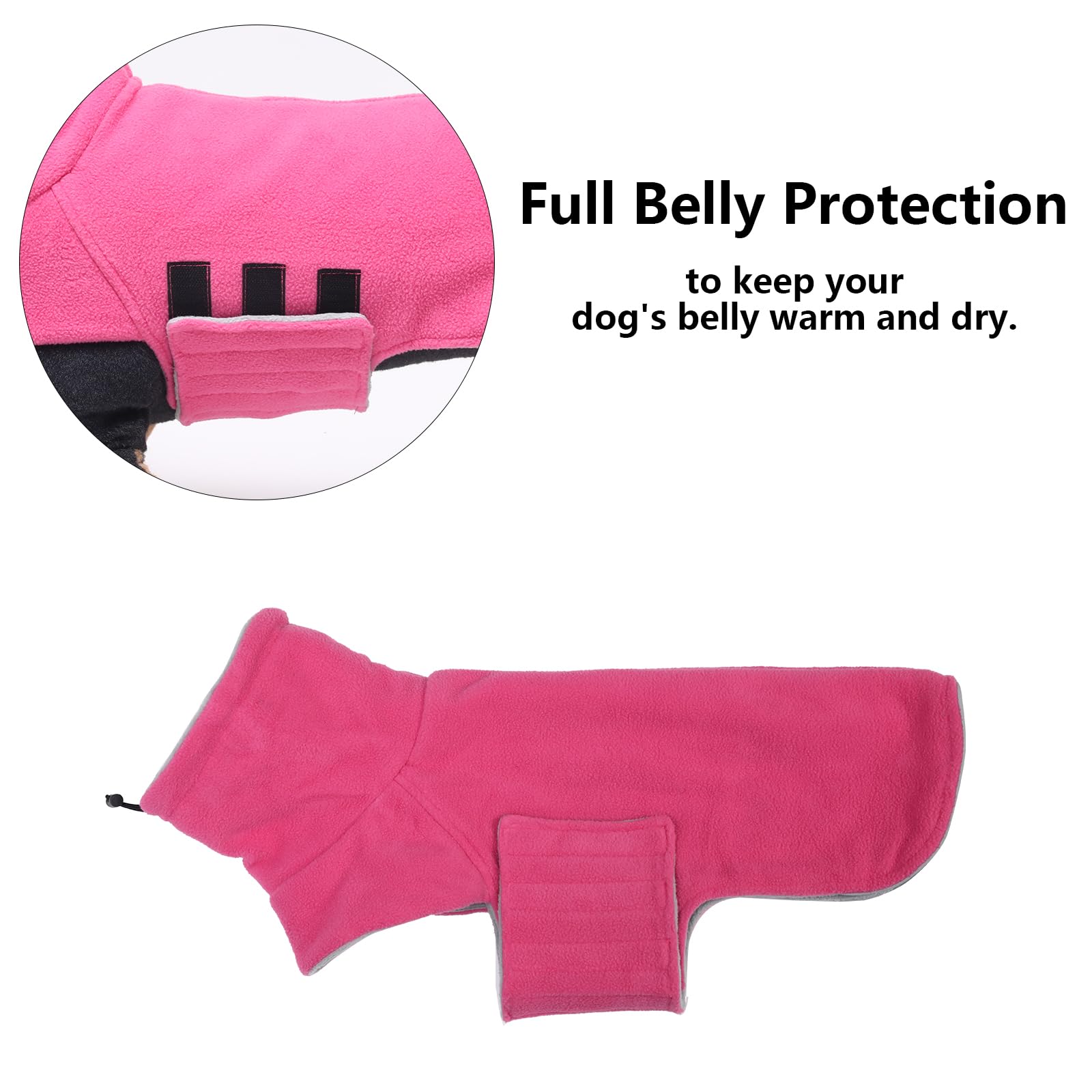 Geyecete Dachshund Coat,Dachshund Winter Coat,dachshund jumper Miniature dachshund fleece Warm Windproof,sausage High Neckine String Holes-Pink-M - Image 3