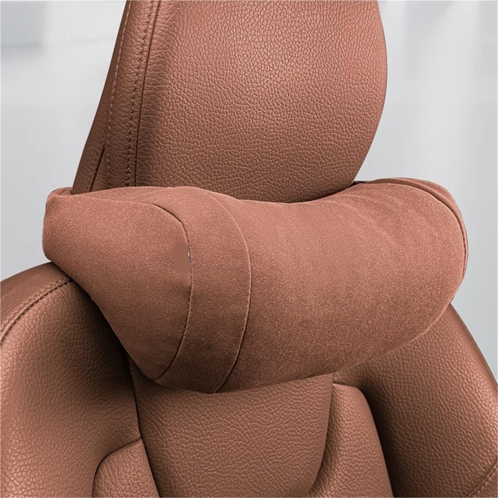 Car Pillow Driving Seat Cuscino per poggiatesta in pelle scamosciata per auto, in cotone con memoria, per interni auto, adatto per Volvo XC60 XC90 S60 S90 V60 V90 XC40 C40(Brown-2pcs)