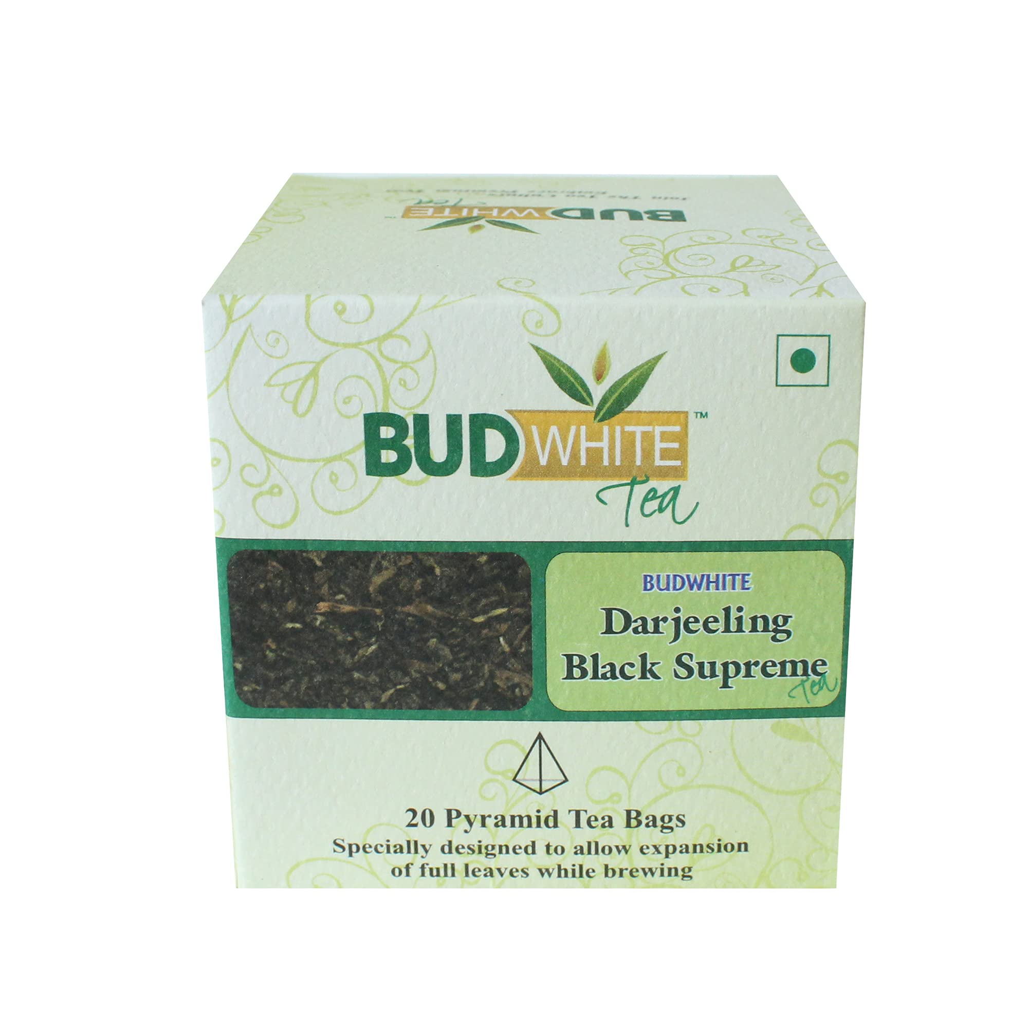 Budwhite Darjeeling Black Supreme Green Tea - 20 Pyramid teabags