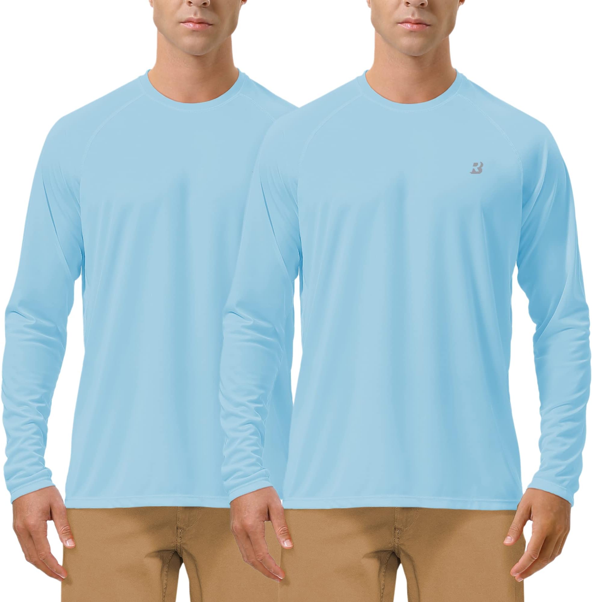 Roadbox Mens UPF 50+ UV Sun Protection Shirts Outdoor Long Sleeve SPF Rash Guard for Fishing Hiking Swimming Running