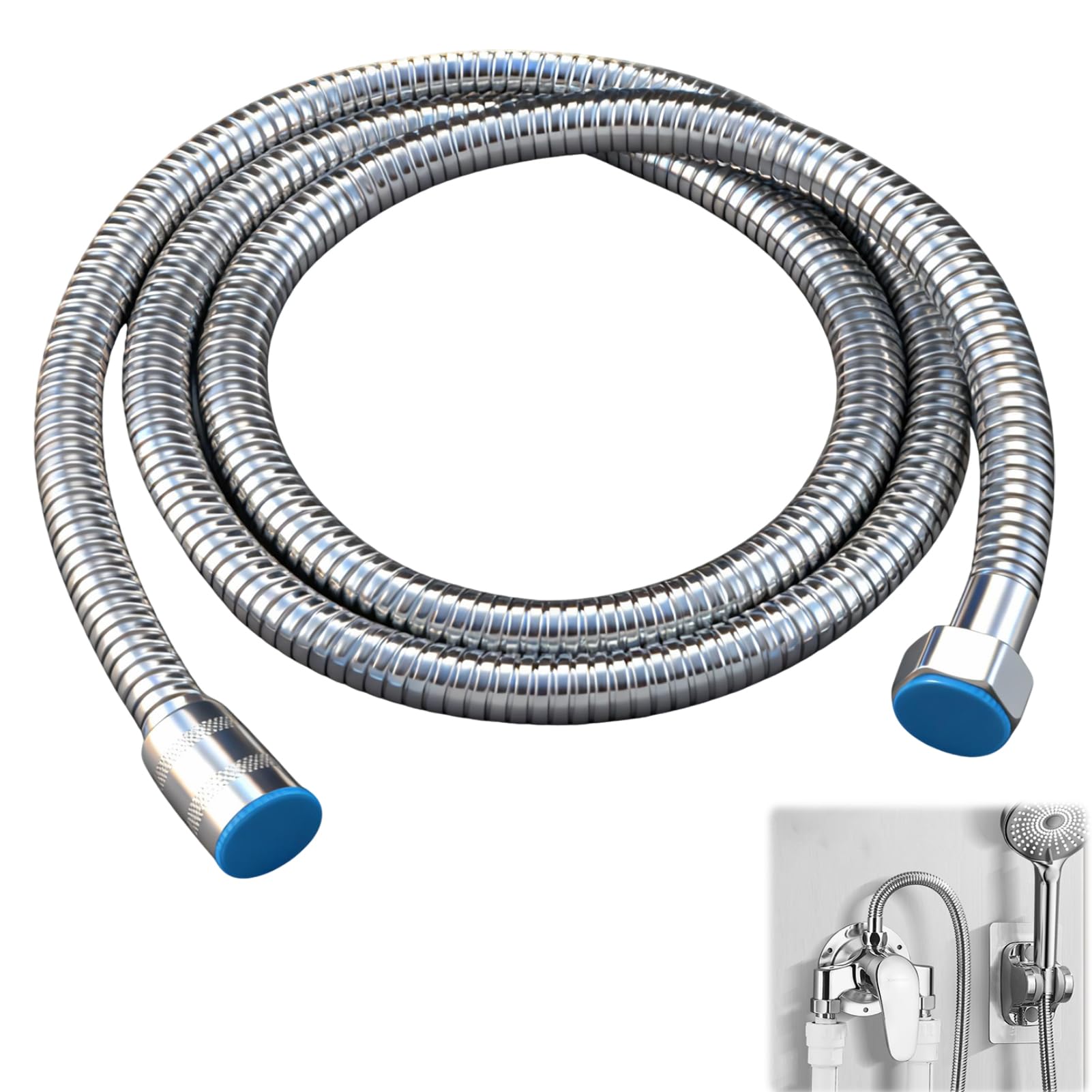 2M Shower Head Hoses, Universal Stainless Steel Shower Hose Shower Hose for Bath Taps Flexible Design Anti Kink and Leakproof Easy DIY Replacement, for Bath, Shower Replacement