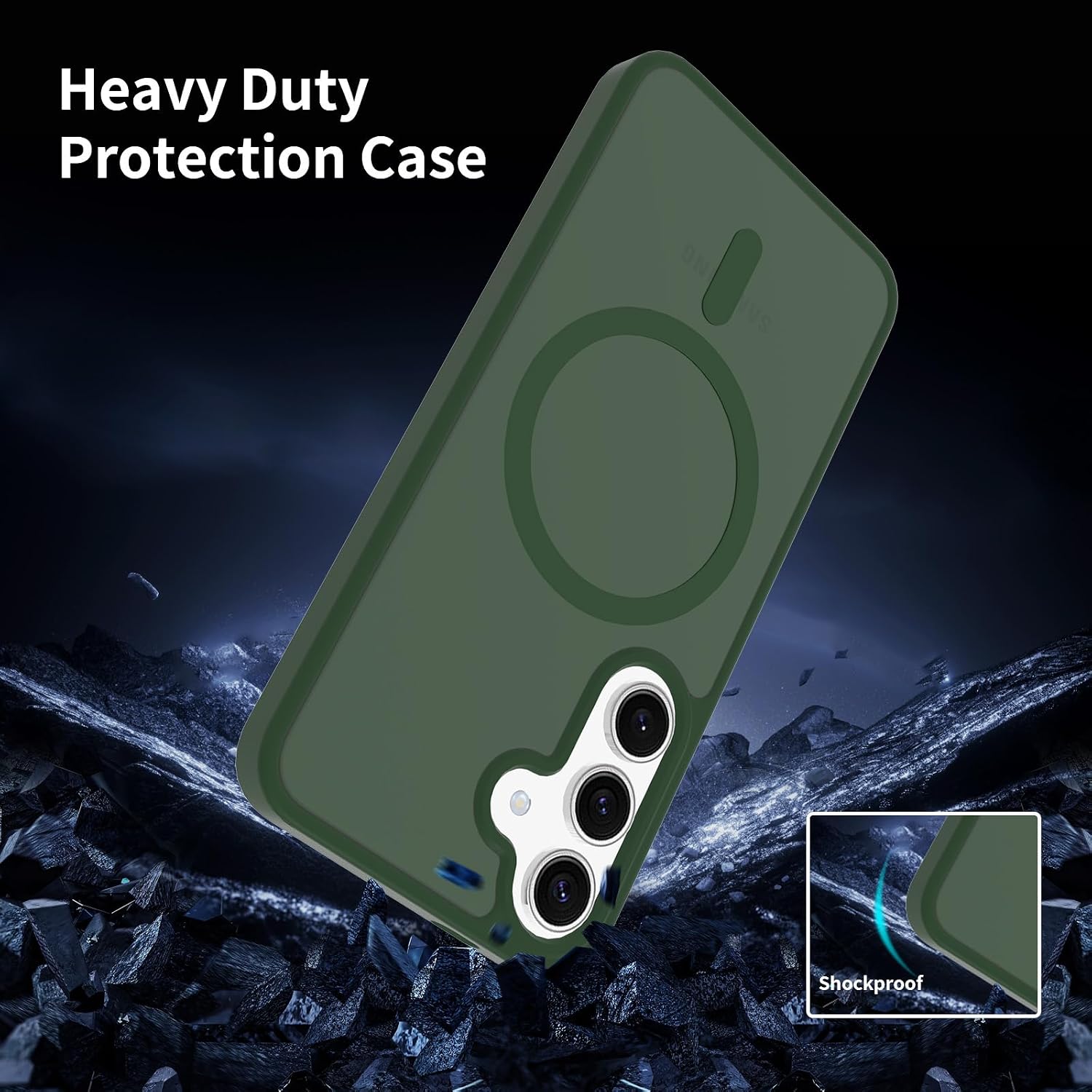 for Samsung Galaxy S24 Case Magnetic, Compatible with Magsafe 6.2 Inches Slim Fit Heavy Duty Protection Wireless Charging Lightweight Shockproof Anti-Slip Protective Phone Cover, Green