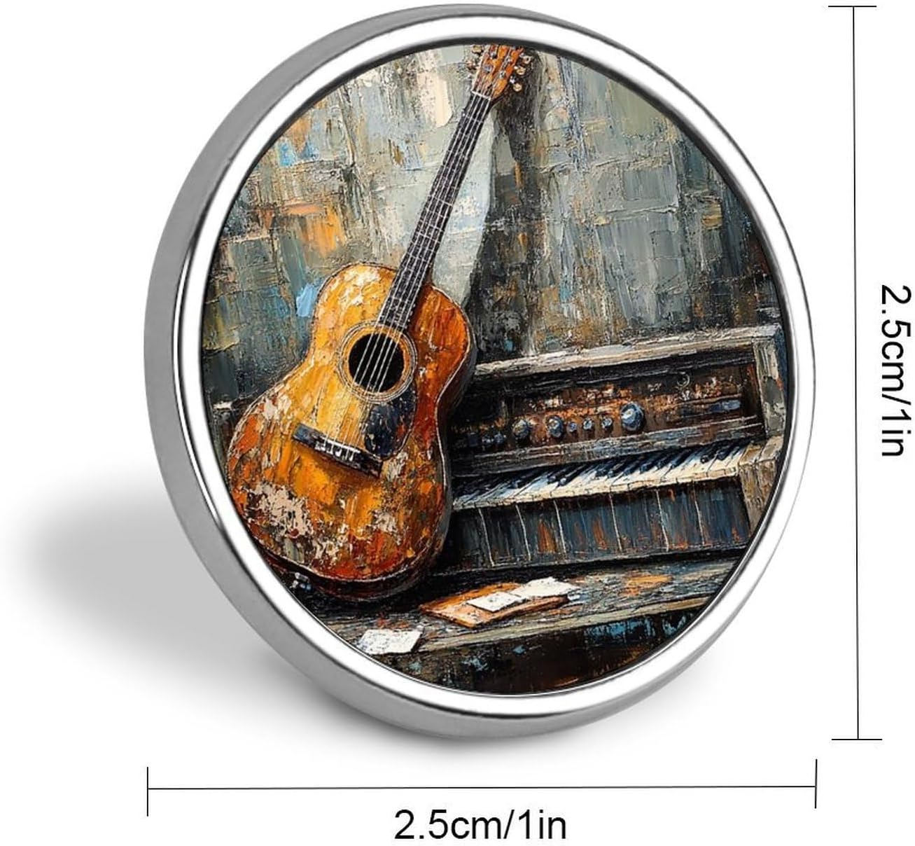1 Inch Round Badge Metal Button Maker Supplies Guitar Bass Music Musical Instruments Badge with Pin Funny Gifts for Couples, Friends, Clothing Accessories image 2