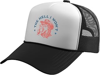 The Hell I Won't Cowboy Hat Country Vintage Coffee Cowgirl Trucker Hat with Adjustable Mesh Back