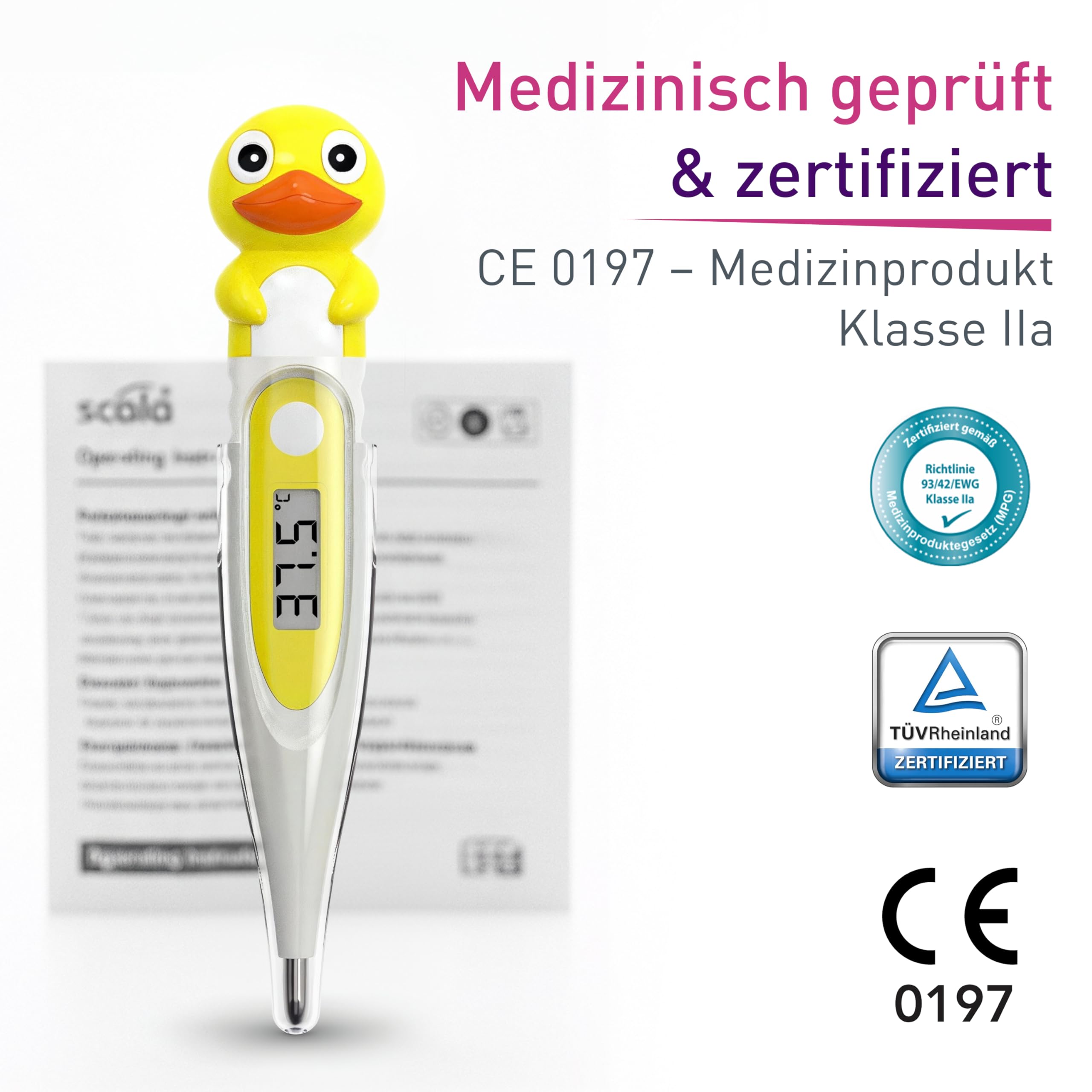 scala Thermomètre numérique SC 44 Flex Canard Blanc Enfant Bébé Motif