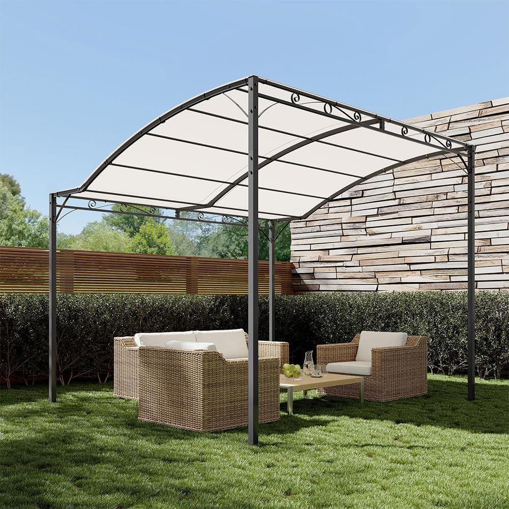 BAKAJI Gazebo Pergola set up in a garden with outdoor furniture