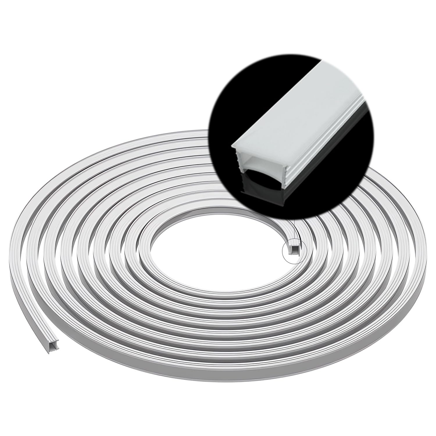 JARBIH Silicone Led Channel System, 16.4Ft/5M 20x10mm Flexible Tube for DIY Neon Light, U Shape Tube for 18mm Strip Lights Installation,Suitable for Kitchen, Living Room, Patio, Bedroom(2010A)