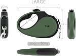 TUG 360° Tangle-Free Retractable Dog Leash for Up to 50 kg Dogs | 5 m Strong Nylon Tape/Ribbon | One-Handed Brake, Pause, Lock (Large, Green)