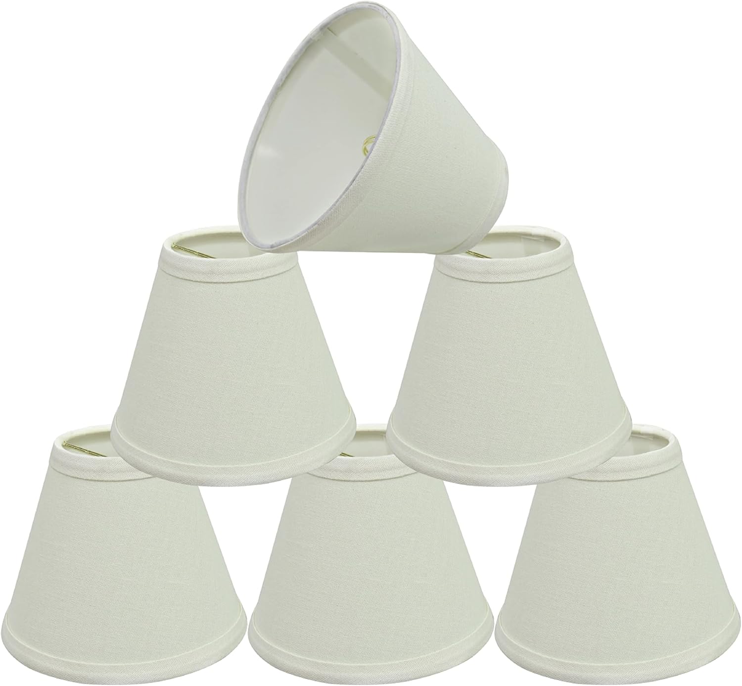 Aspen Creative 32045-6A, Hardback Empire Clip-On Chandelier Lamp Shade, Off-White, 3" Top x 6" Bottom x 5" Slant Height, Set of 6