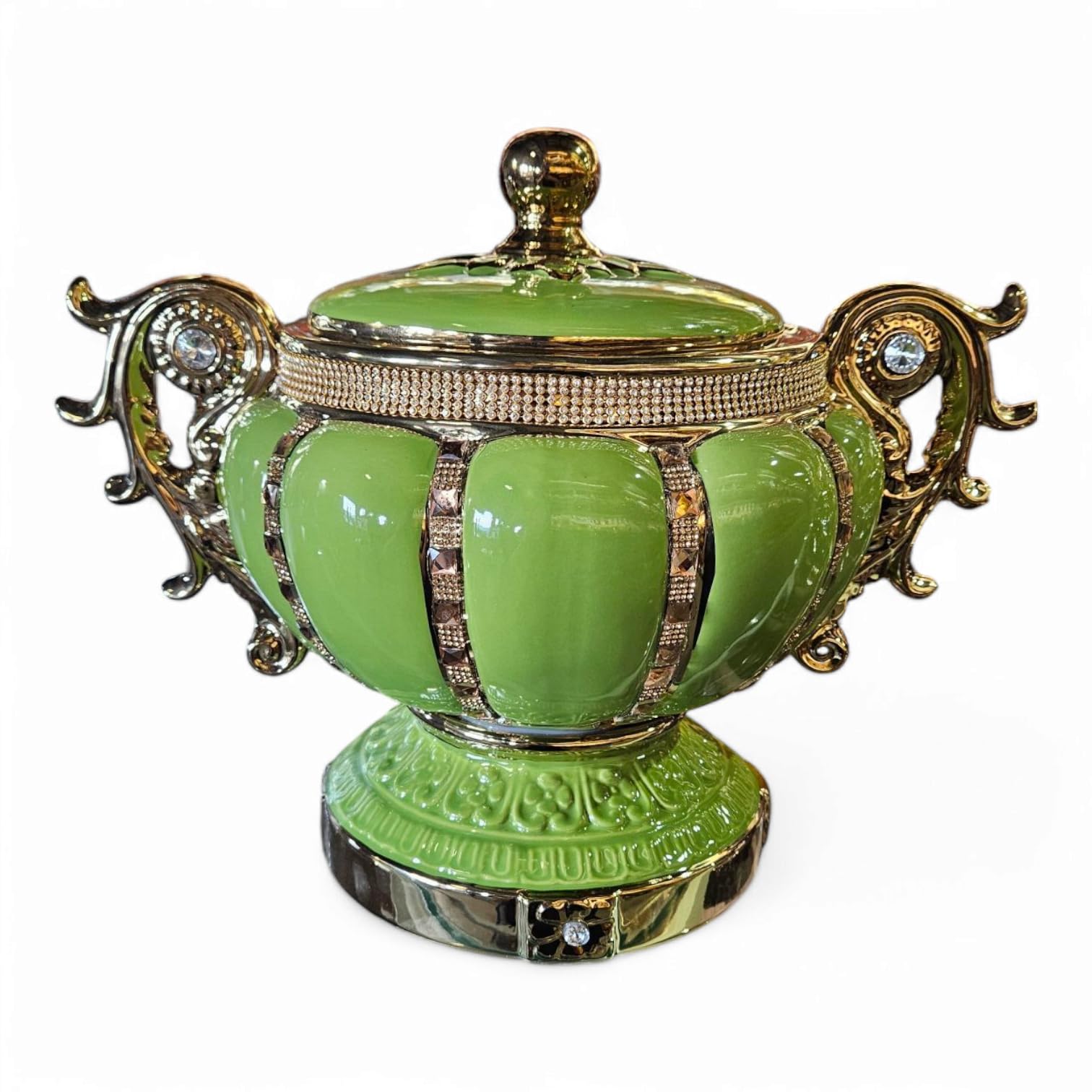 Porcelain Tureen, 5 Estilos, Sopera de Ochun - Ideal for Santeria and Sacred Offerings, Soperas Orishas, Ifa, Oshun, Obatala, Yemaya (Green)