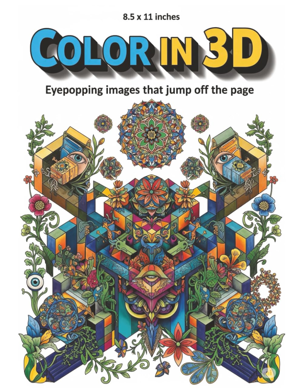 Color in 3D: Eyepopping images that jump off the page | Adult coloring book | 50 coloring pages | 8.5 x 11 inch pages | Single sided pages