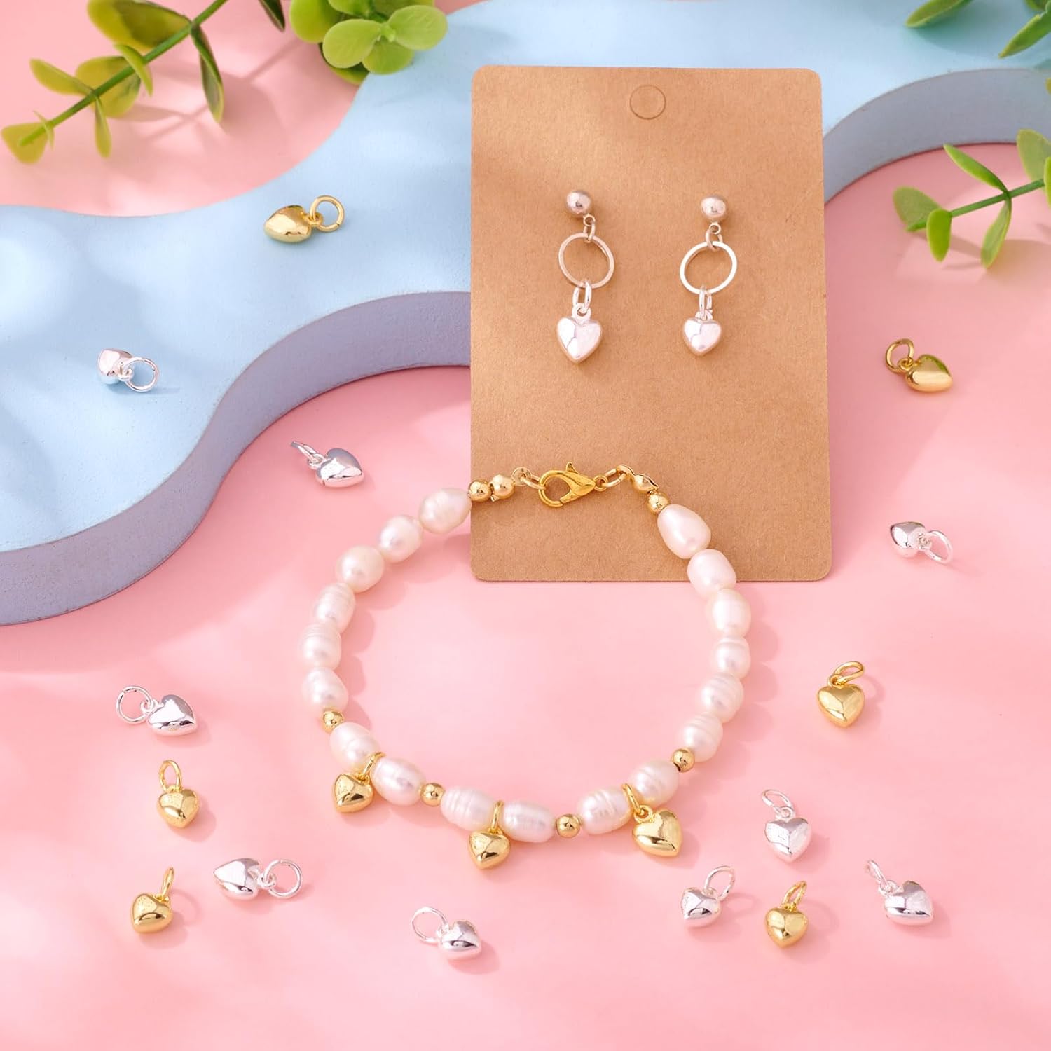 Craftdady 20 pcs Alloy Heart Charms for Jewelry Making Golden Silver Love Heart Shape Dangle Pendants for Mother's Day DIY Earrings Necklace Bracelet Crafts Jewelry Making - Image 2