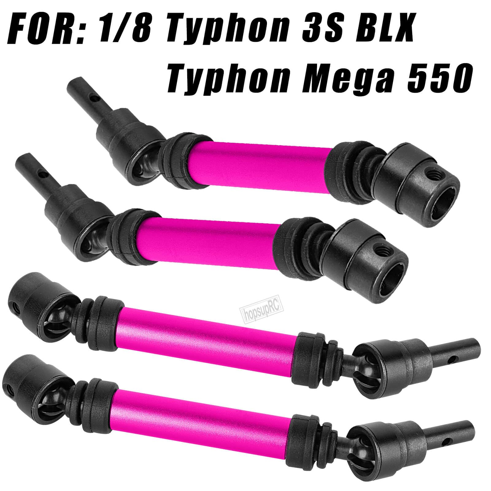 hopsupRC RC Drive Shafts Upgrades Part for 1/8 Typhon 3S BLX,Typhon Mega 550,RC #45 Steel CVD,Harden Front Rear Driveshaft Axles Hops up(4PCS),Pink