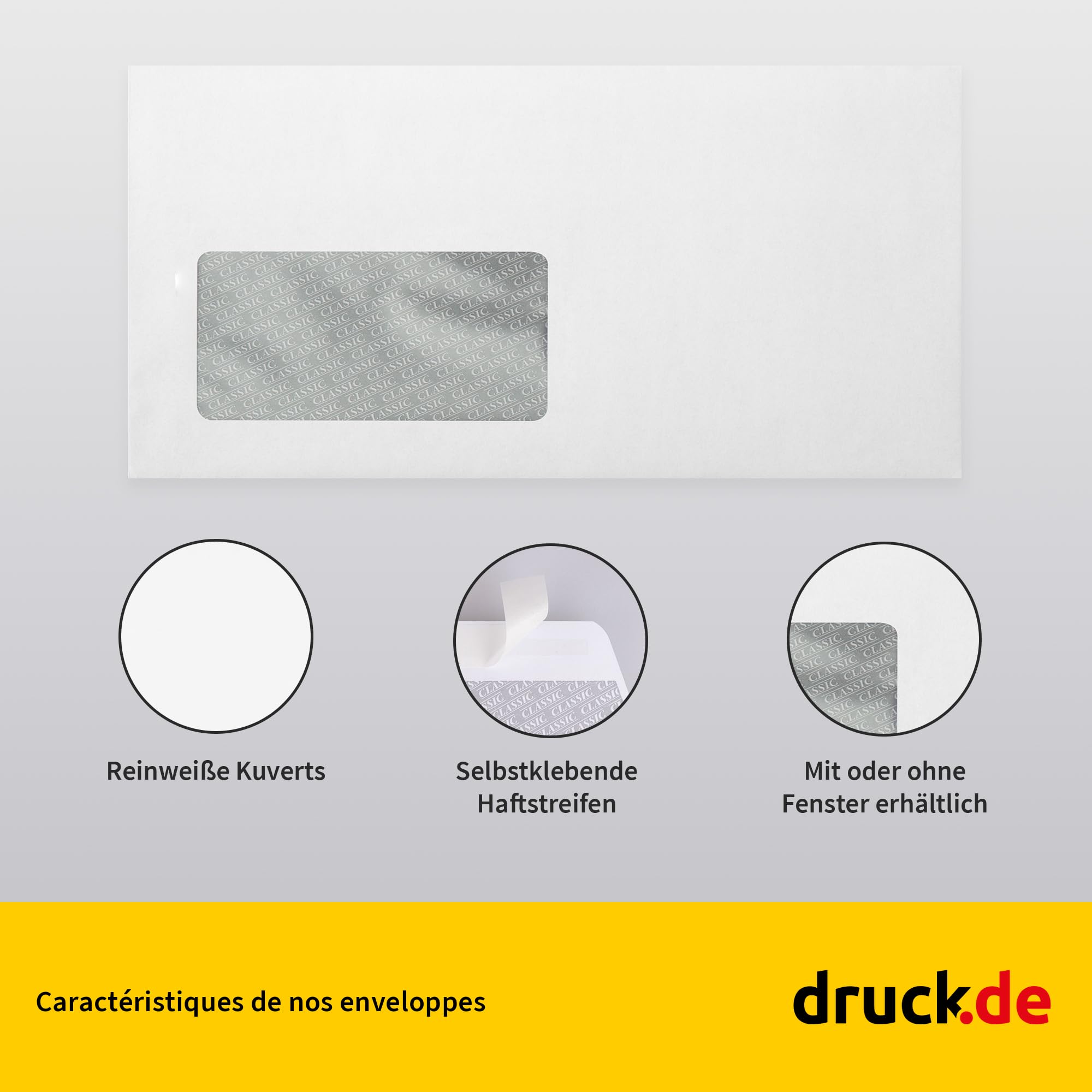 Lot de 1000 enveloppes à lettres, format DIN long - C5/6 avec fenêtre - Enveloppes blanches autocollantes - 110 x 220 mm