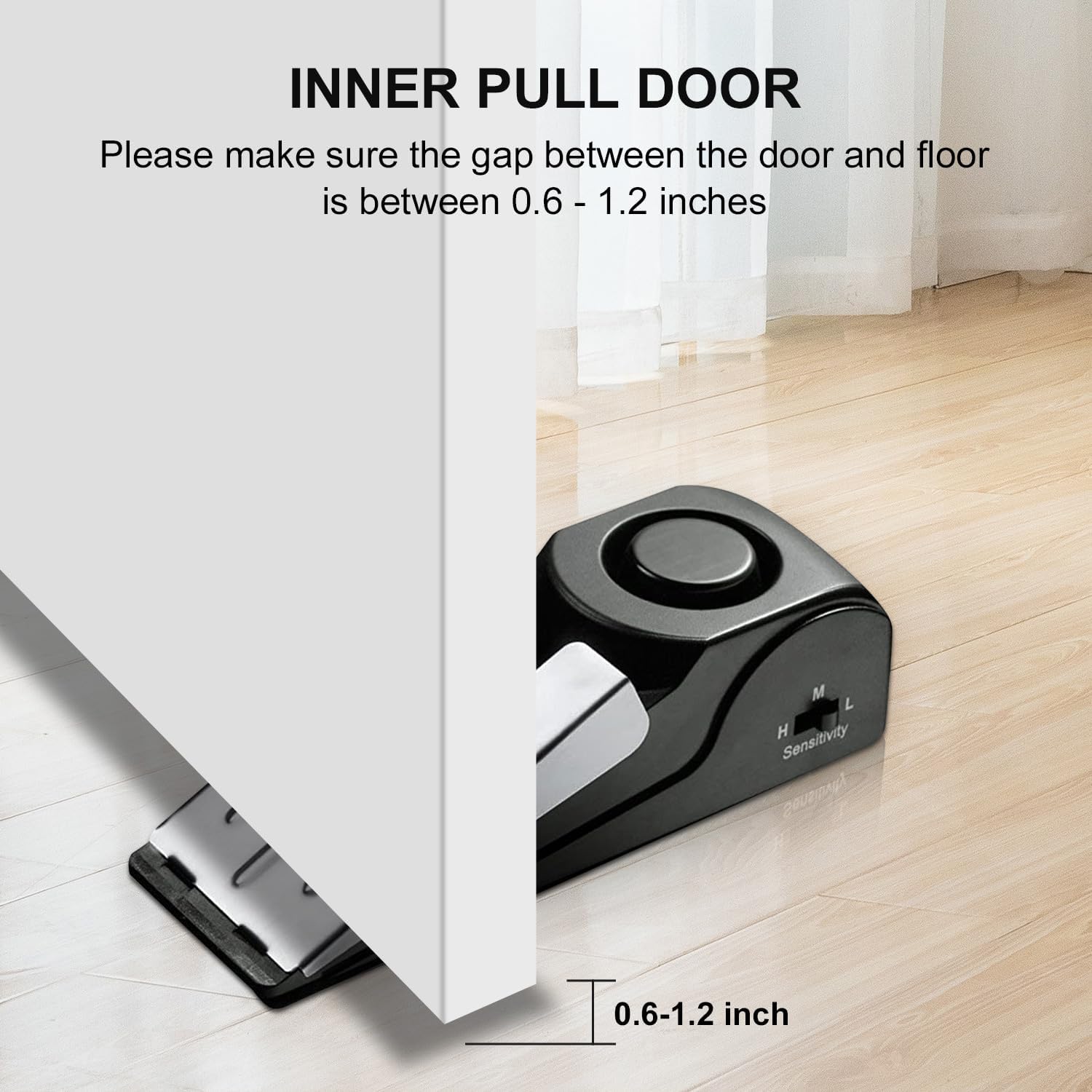 Door Stop Alarm, Door Stopper with 120DB Security Alarm, Floor Wedge Door Stop Siren, Door Security Devices for Traveling, Apartment, Hotel and Home, Black