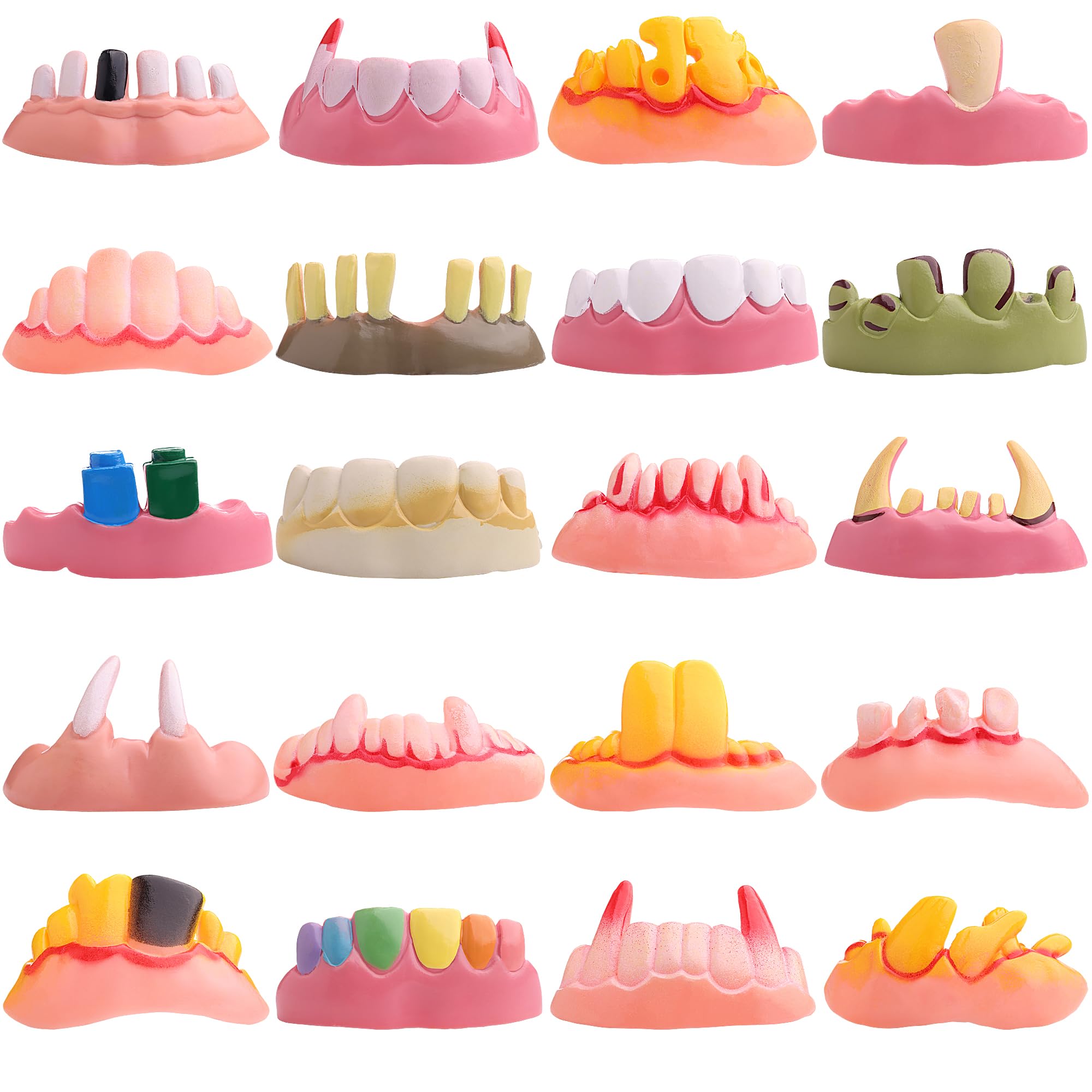 Megamix Funny Halloween Teeth - 100 Pack Random Style Fake Dentures for Adults Kids - Vampire Fangs, Hillbilly, Scary Monster Party Favors, Gags & Practical Joke Toys