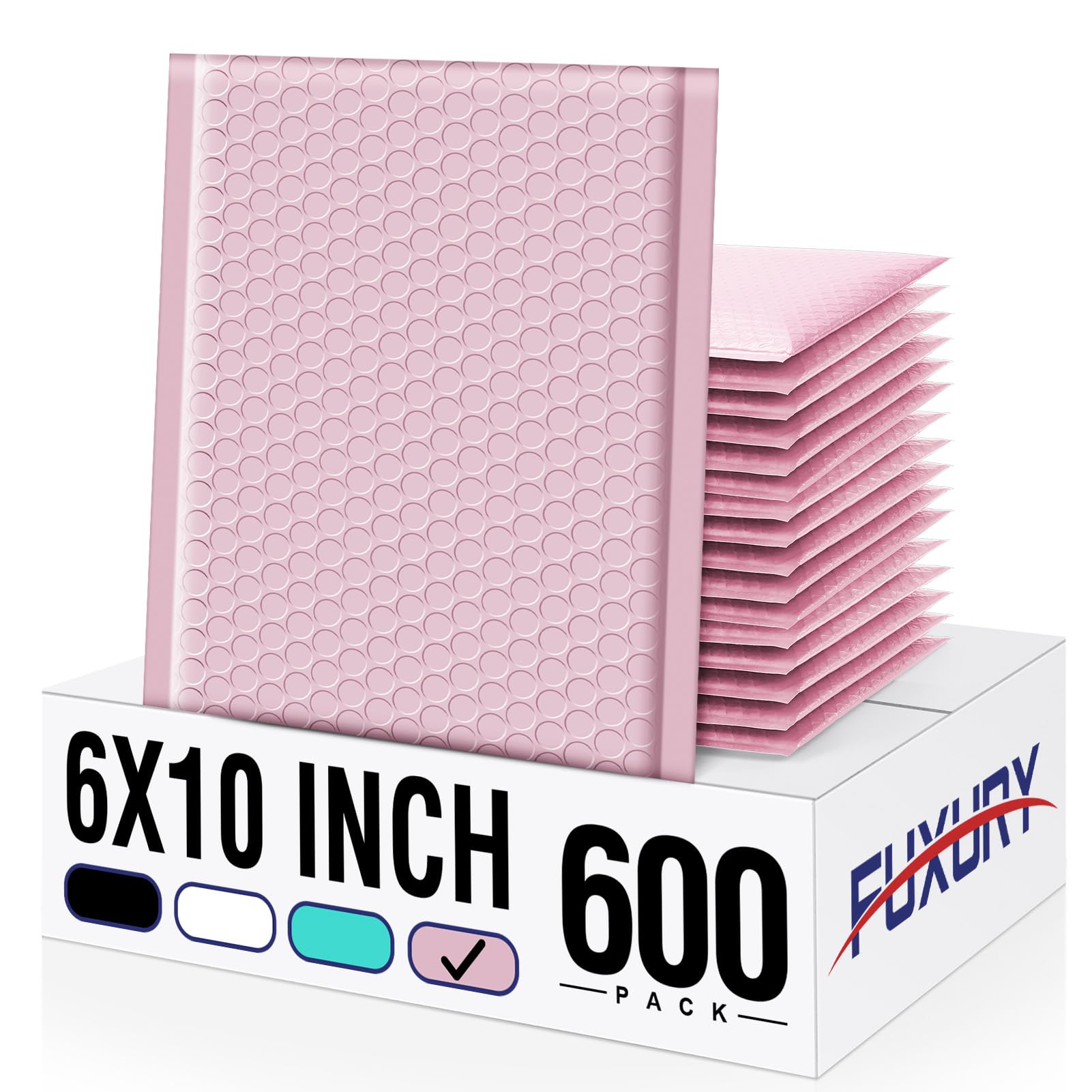 Fuxury Bubble Mailers 6x10" 600 Pack Light Pink Thick Padded Envelopes Usable Size 6x9" Mailing Envelopes Bubble Padded, Shipping Bags for Mailing,