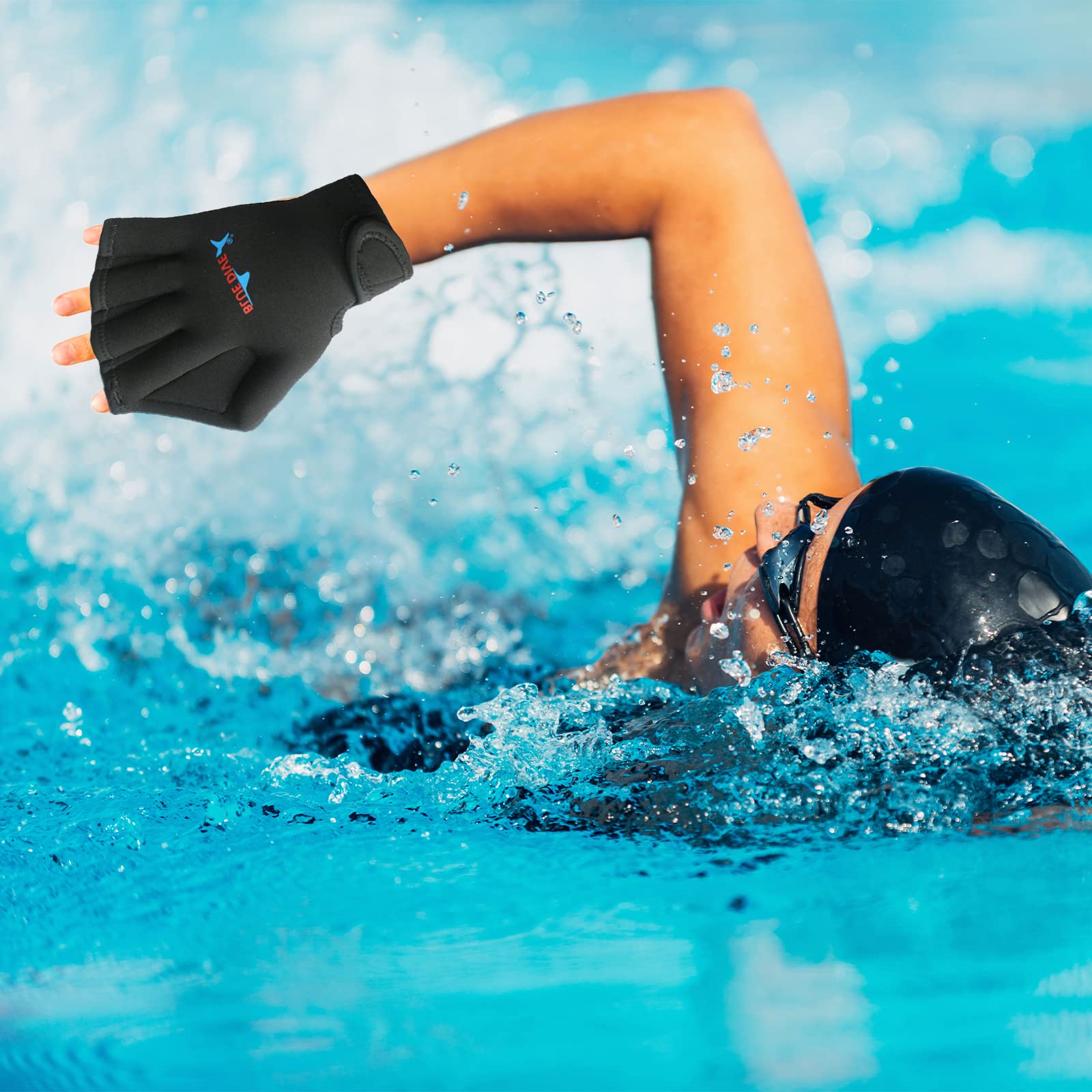 Guanti da Nuoto, ZoneYan Guanti Acquatici con Cinturino con Cinturino da Polso, Aqua Glove Unisex Adulto, Nuoto Palmati Guanti, Swim Gloves, Guanti Palmati in Neoprene, Aqua Fit Guanti a Palma