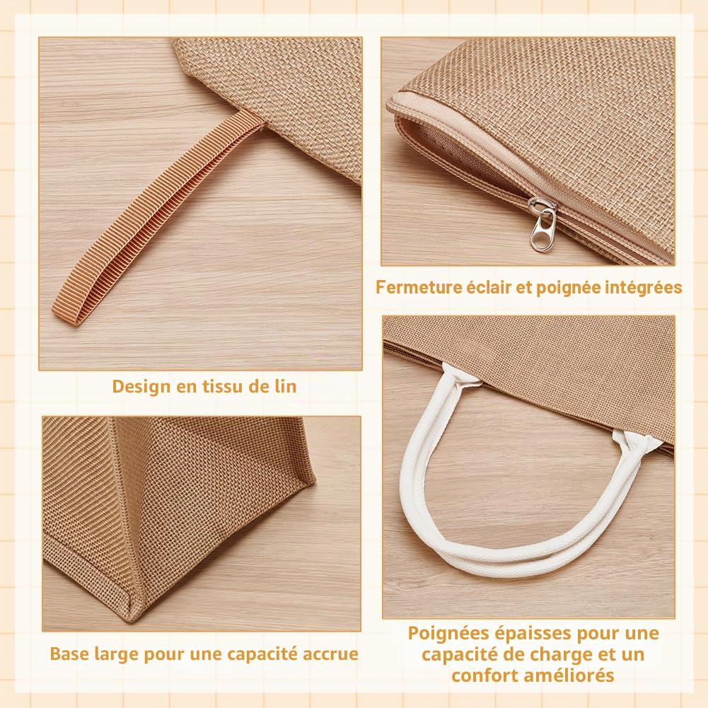 20 Sac Fourre Tout en Toile de Jute avec Poignée (en Vrac)