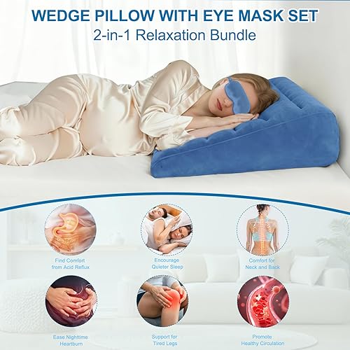 Miniatura 3 de TheClover Almohada de cuña triangular portátil - Almohada de cuña inflable portátil para cama ultraligera, inflado de 10 segundos, alivio ergonómico