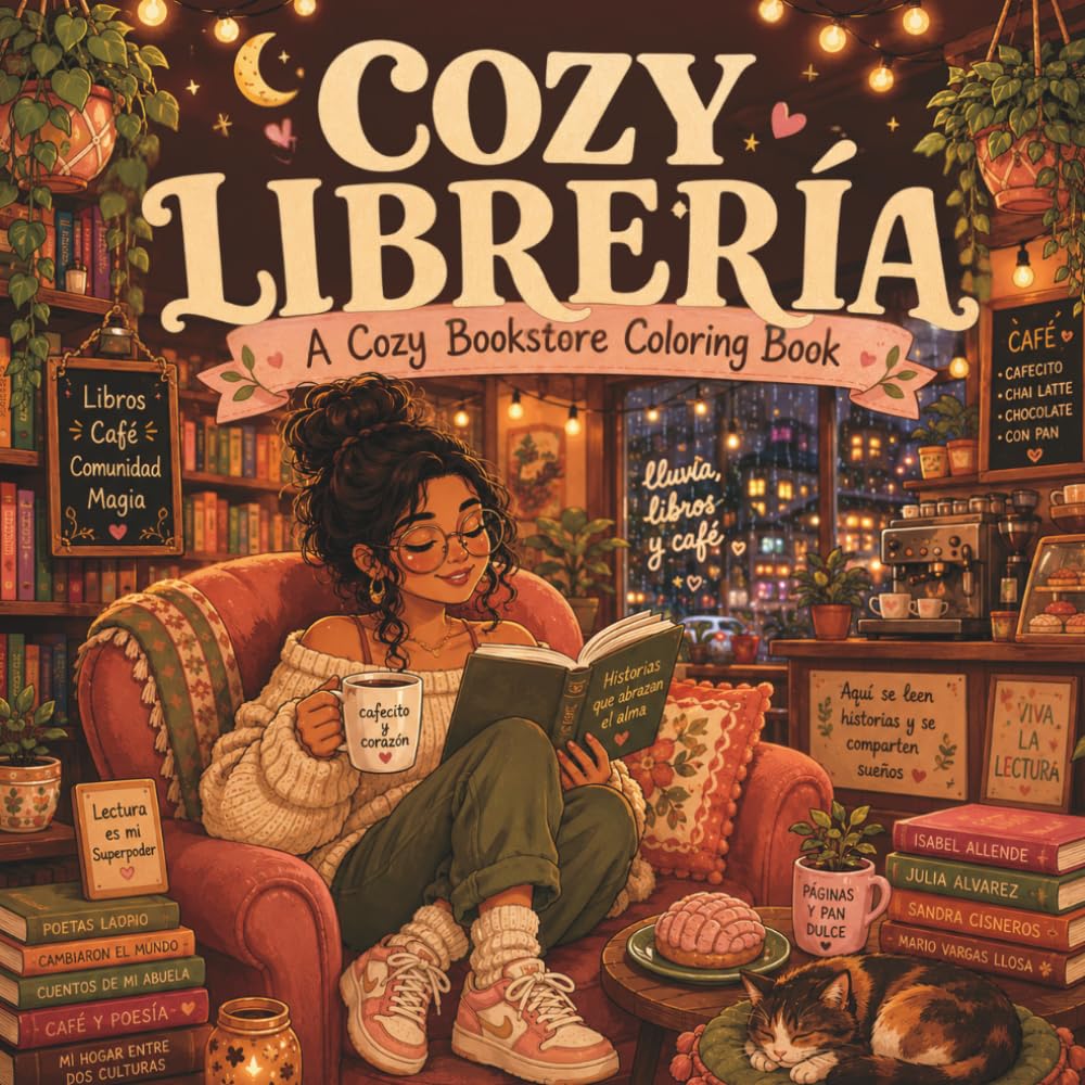 Cozy Librería: A Cozy Bookstore Coloring Book: Bookstore Scenes, Café Moments & Cozy Reading Illustrations for Stress Relief and Relaxation (The Cozy Collection)