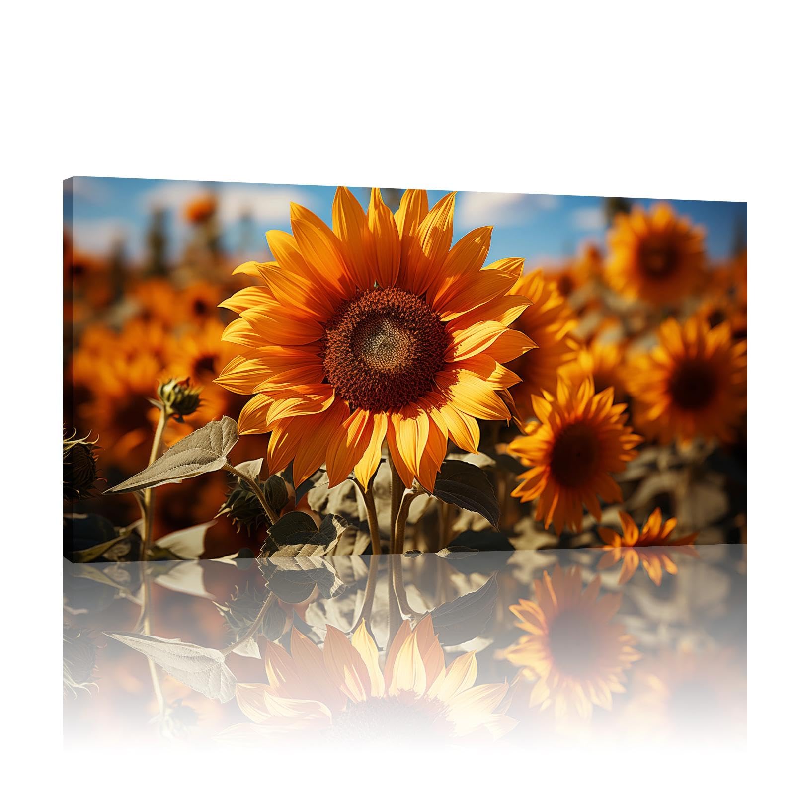 Impression sur toile de tournesol moderne - 60 x 100 cm