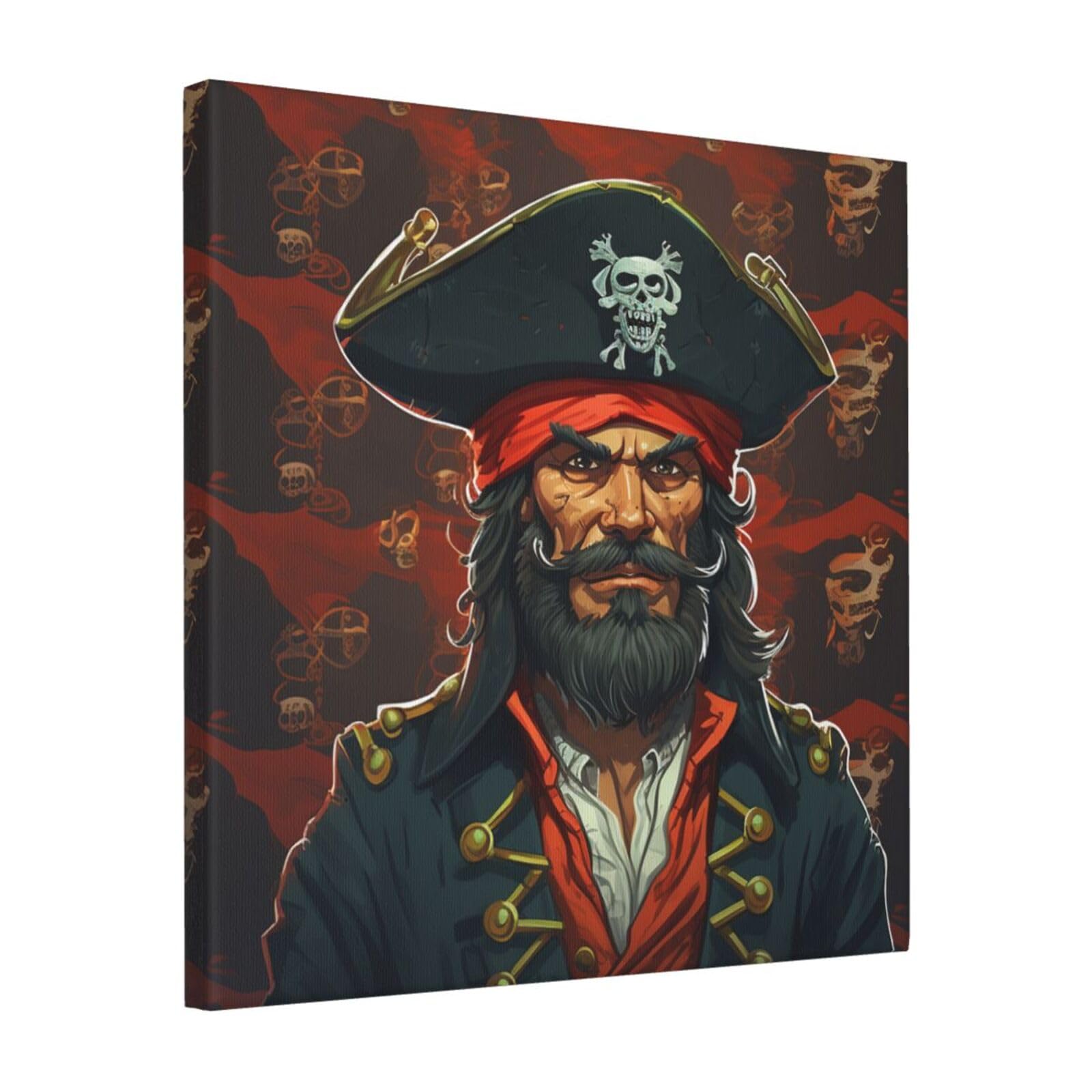 FodPand Pirate Captain Canvas Wall Art for Living Room Wall Decor 16"x16" Modern Artwork Painting Pictures Hanging Canvas Prints Aesthetic Wall Art for Bedroom Bathroom Office Wallart Decor