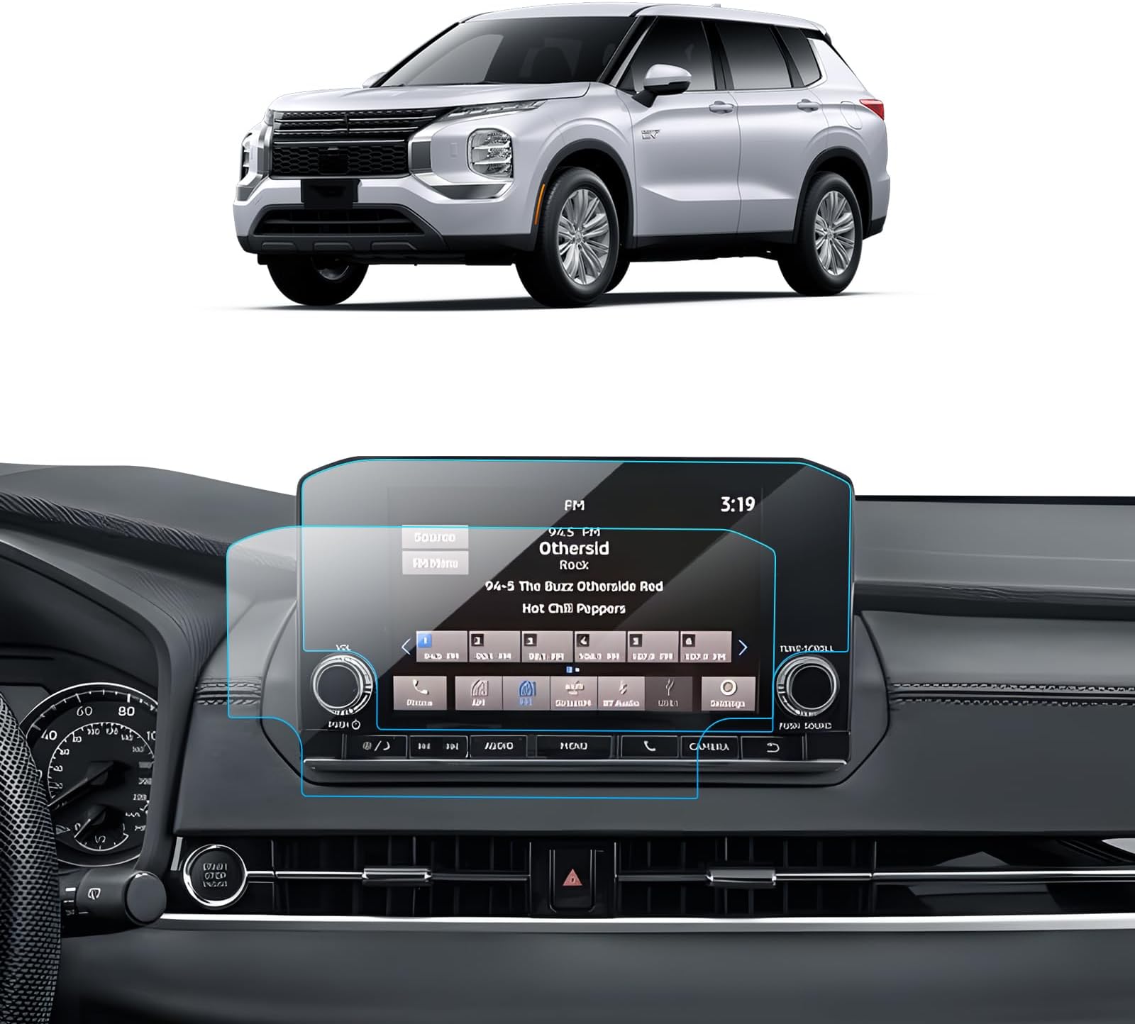2PCS Car Screen Protector for 2022 2023 2024 Mitsubishi Outlander (ES)/ 2023 Outlander Plug-In Hybrid (ES) Accessories Navigation Nano Screen Protector Film 8''