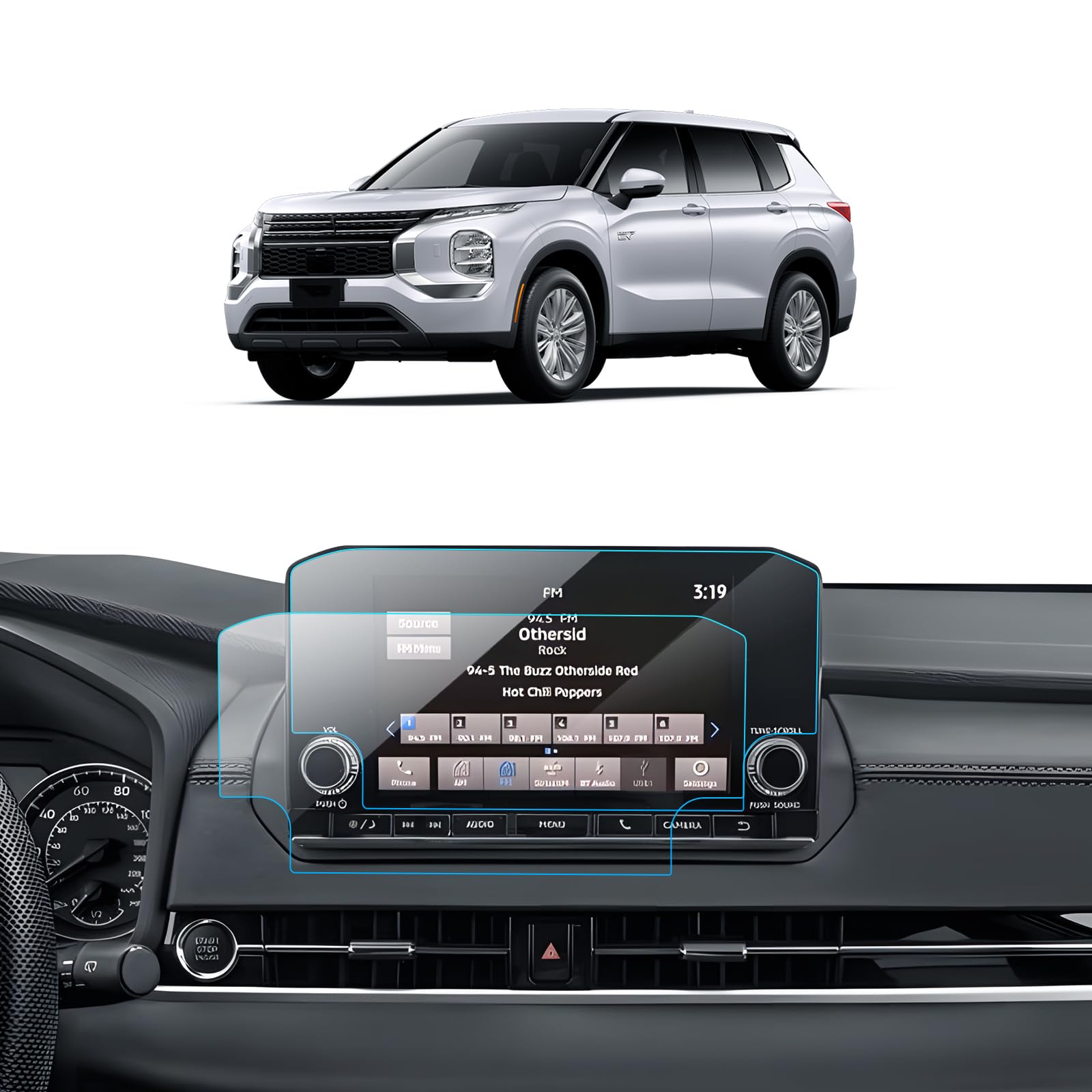 2PCS Car Screen Protector for 2022 2023 2024 Mitsubishi Outlander (ES)/ 2023 Outlander Plug-In Hybrid (ES) Accessories Navigation Nano Screen Protector Film 8''