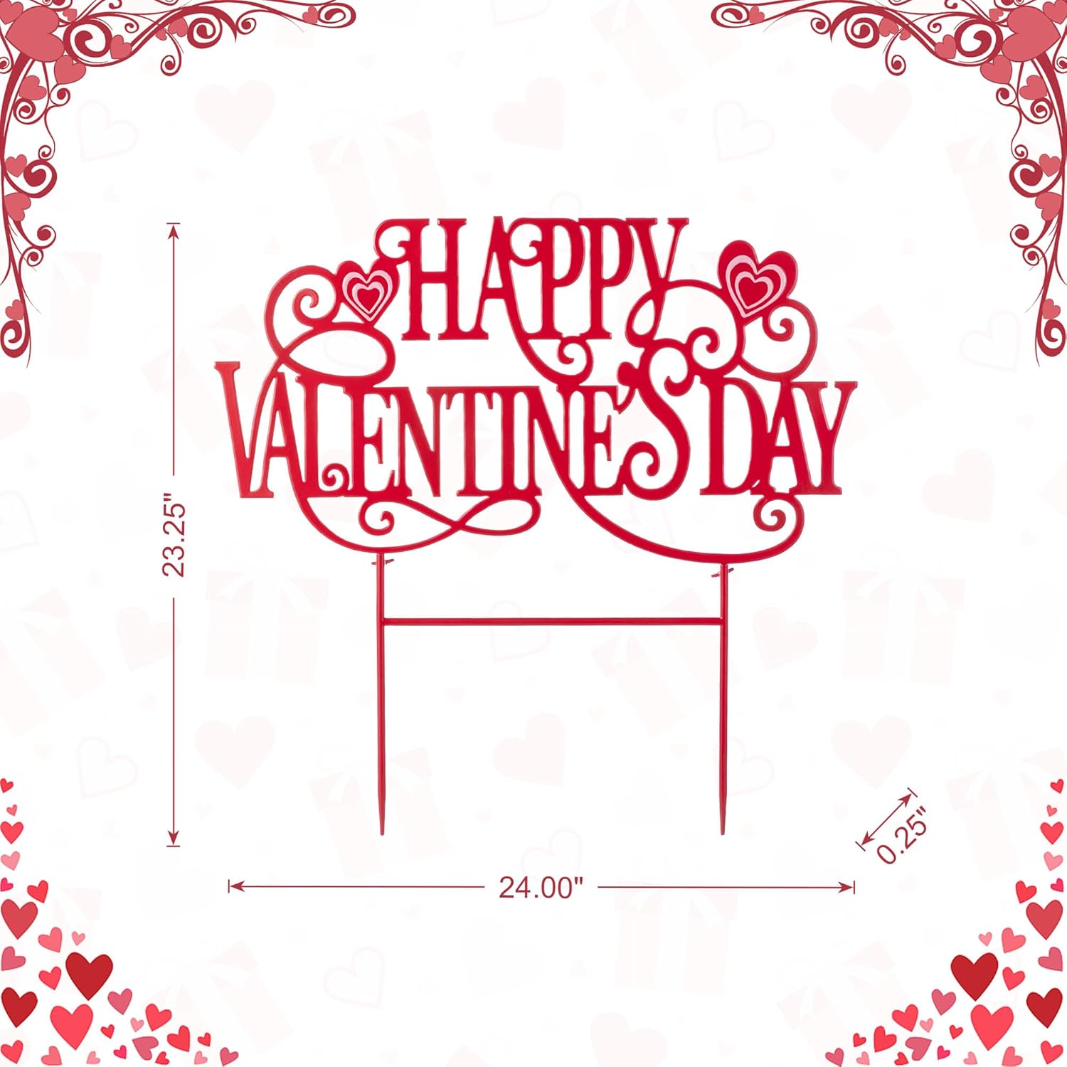Glitzhome 23.25"H Metal "HAPPY VALENTINE'S DAY" Yard Stake, Metal Valentine's Day Letters Decorative Garden Stakes,Valentines Day Decorations Outdoor for Home Lawn Porch Anniversary Wedding