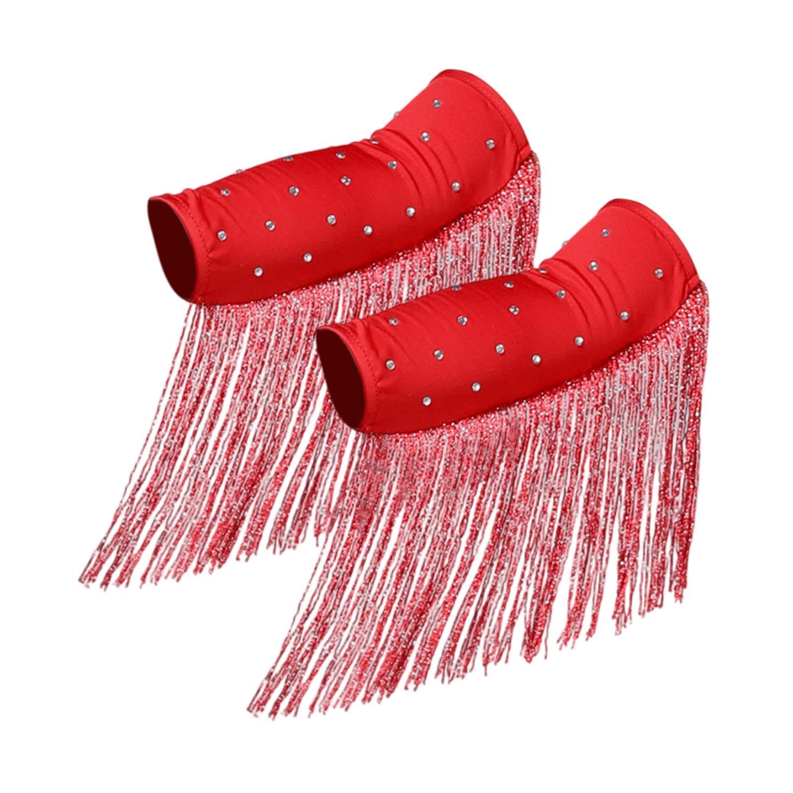 NIVAA 1 Pair Latin Dance Arm Sleeves Comfortable Shiny Practice Durability Sparkly Red-picture-31
