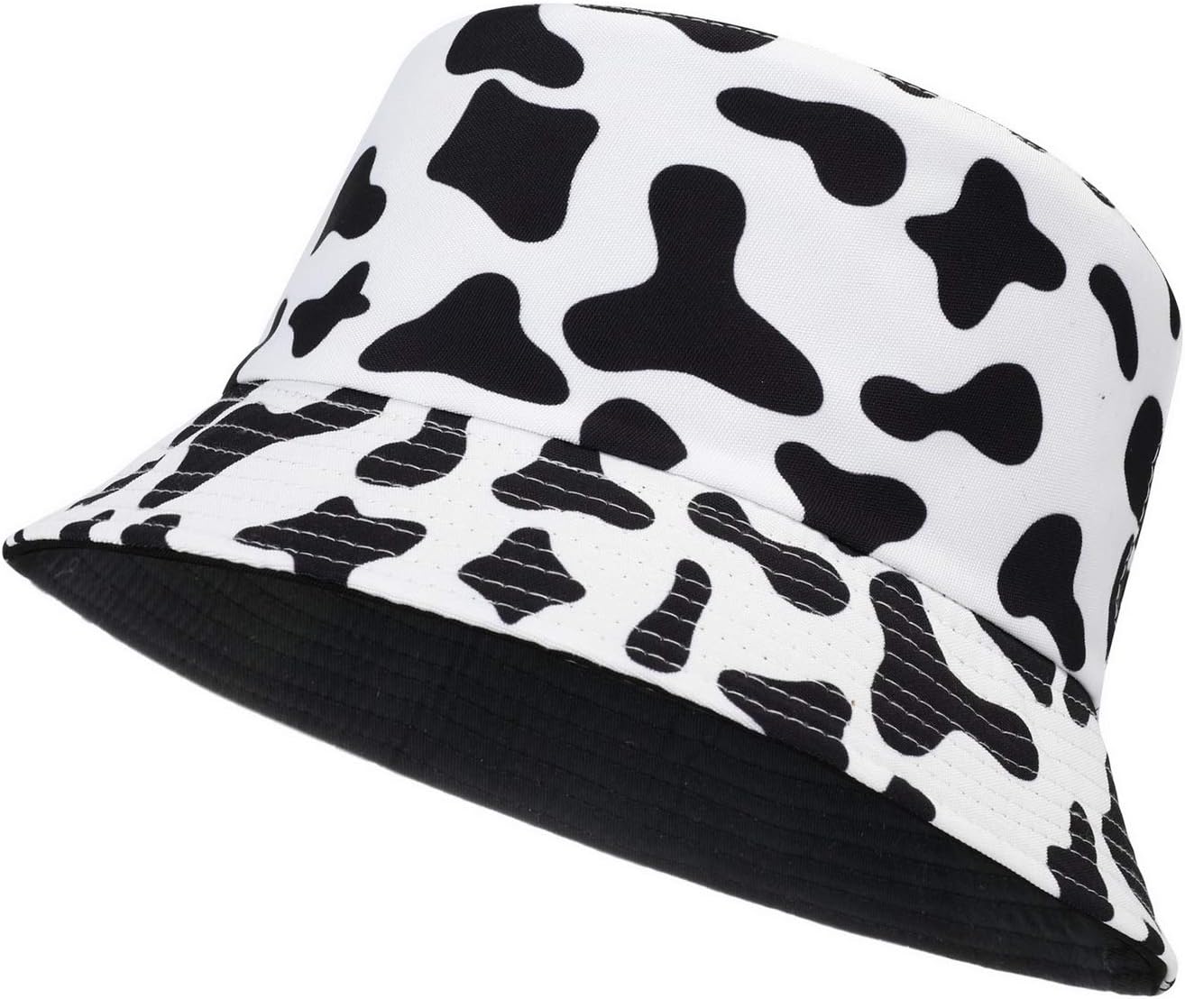 MengPaUnisex Bucket Hat Summer Travel Sun Fisherman Hats Reversible (Cow Pattern) UK2662N